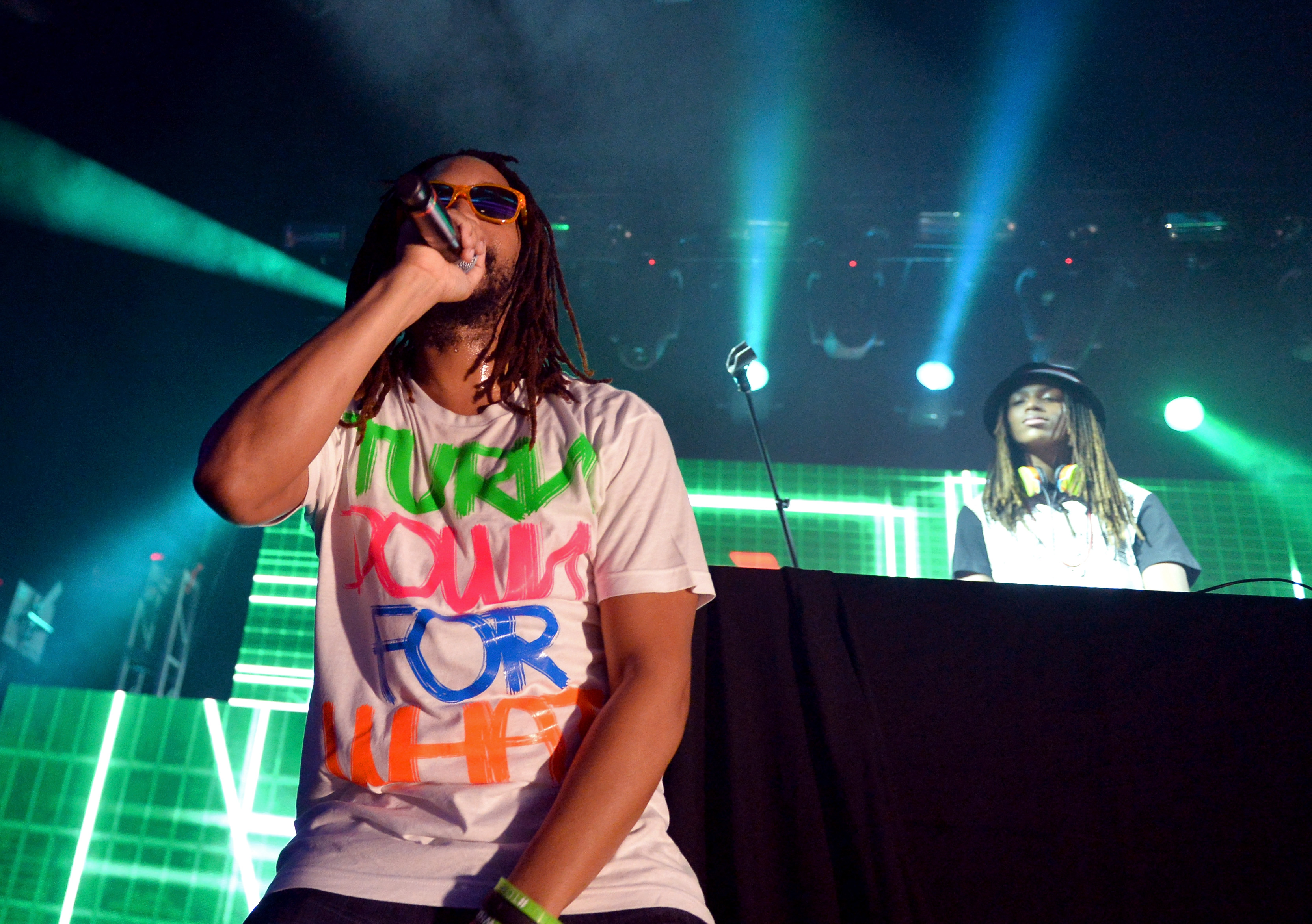 Rapper Jonathan Smith aka Lil Jon (L) and Nathan Smith aka DJ Young Slade. | Source: Getty Images