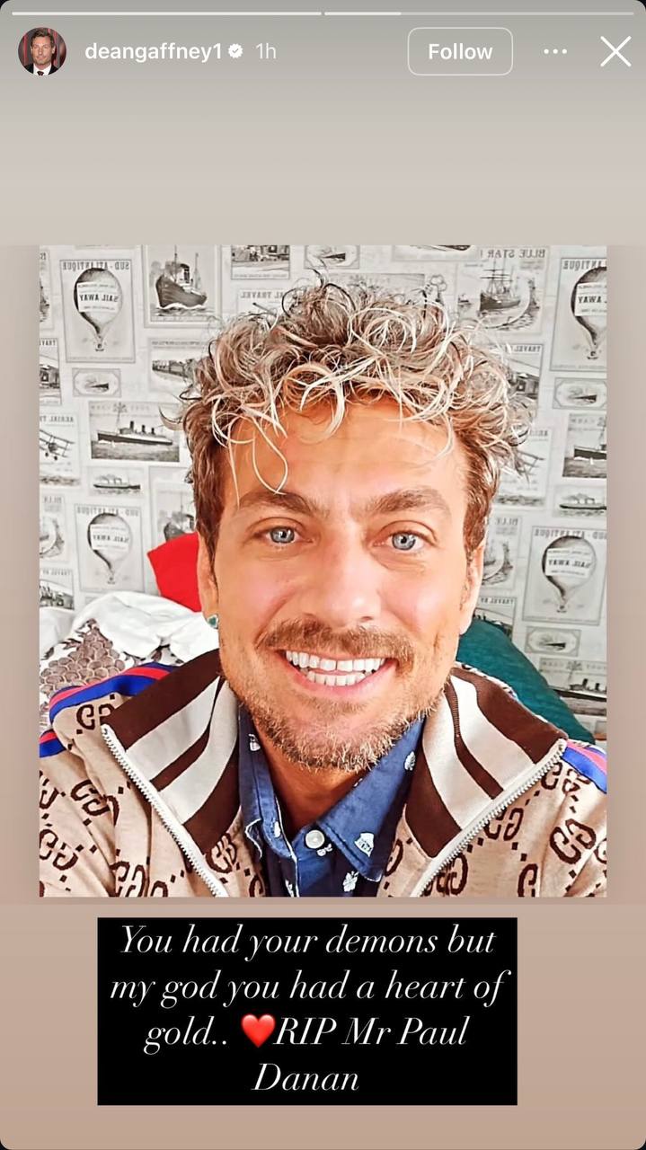 Dean Gaffney mourns Paul Danan from an Instagram story on January 16, 2025 | Source: Instagram/deangaffney1