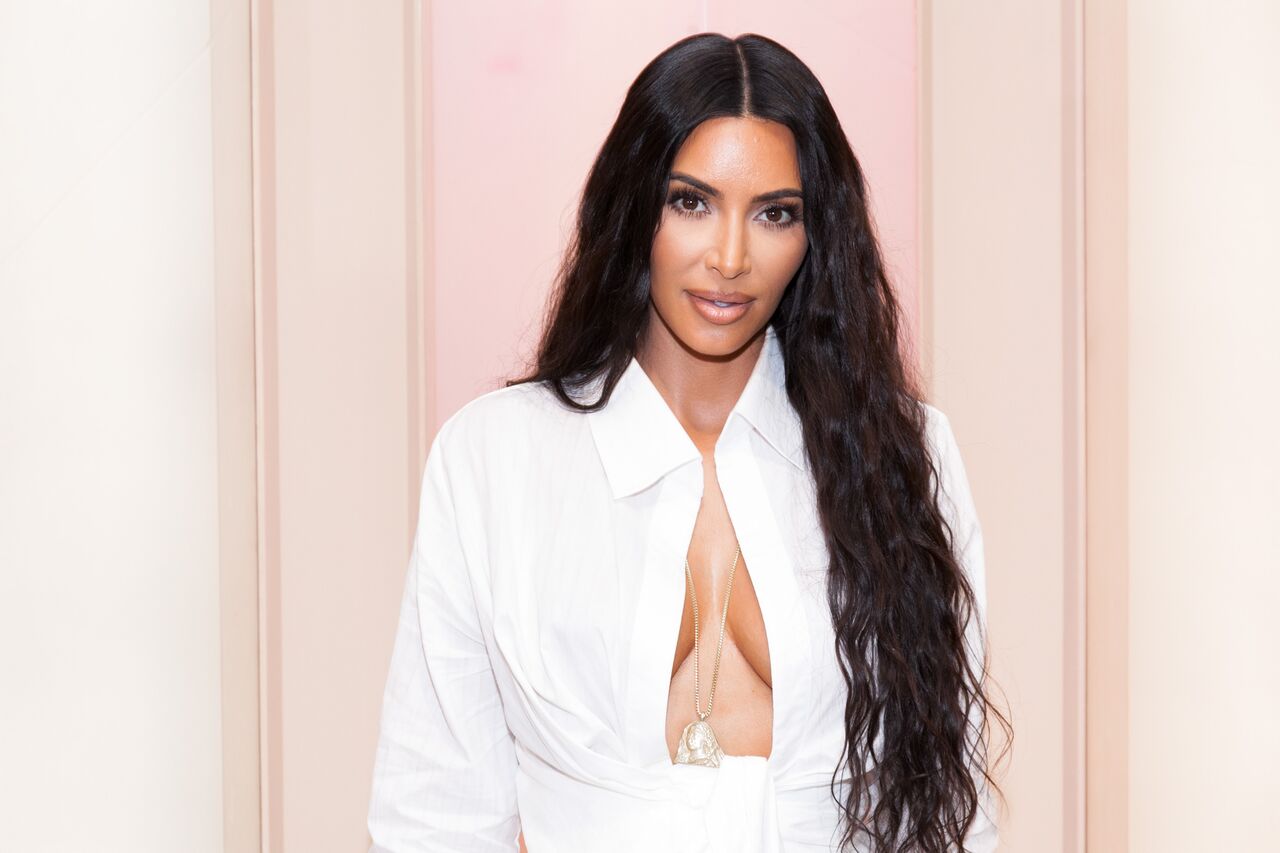 Kim Kardashian at the first KKW Beauty and Fragrance pop-up. Source: Getty Images