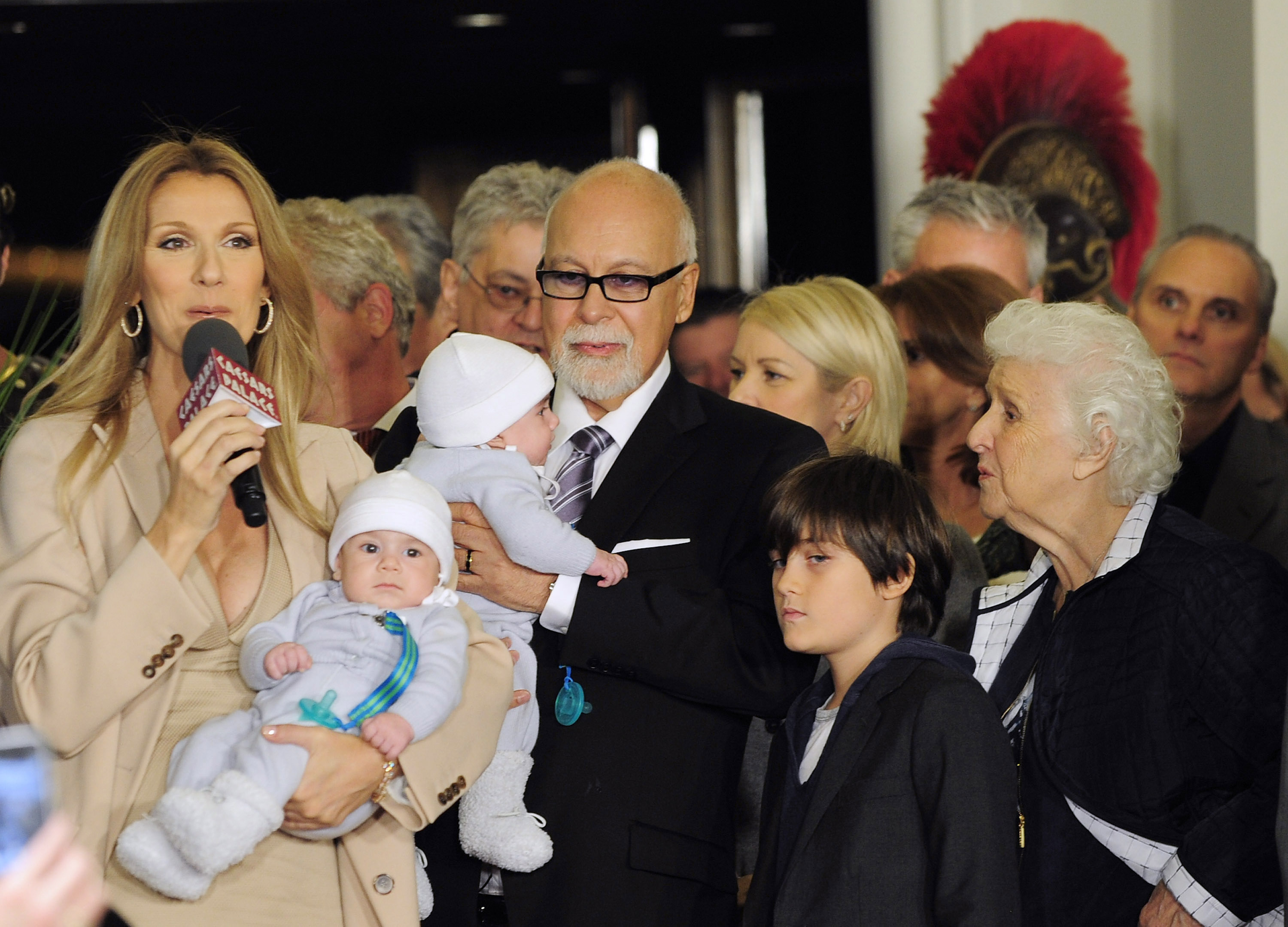 Celine Dion, Nelson Angelil, Rene Angelil, Eddy Angelil, and Rene-Charles Angelil, February 16, 2011 in Las Vegas, Nevada | Source: Getty Images