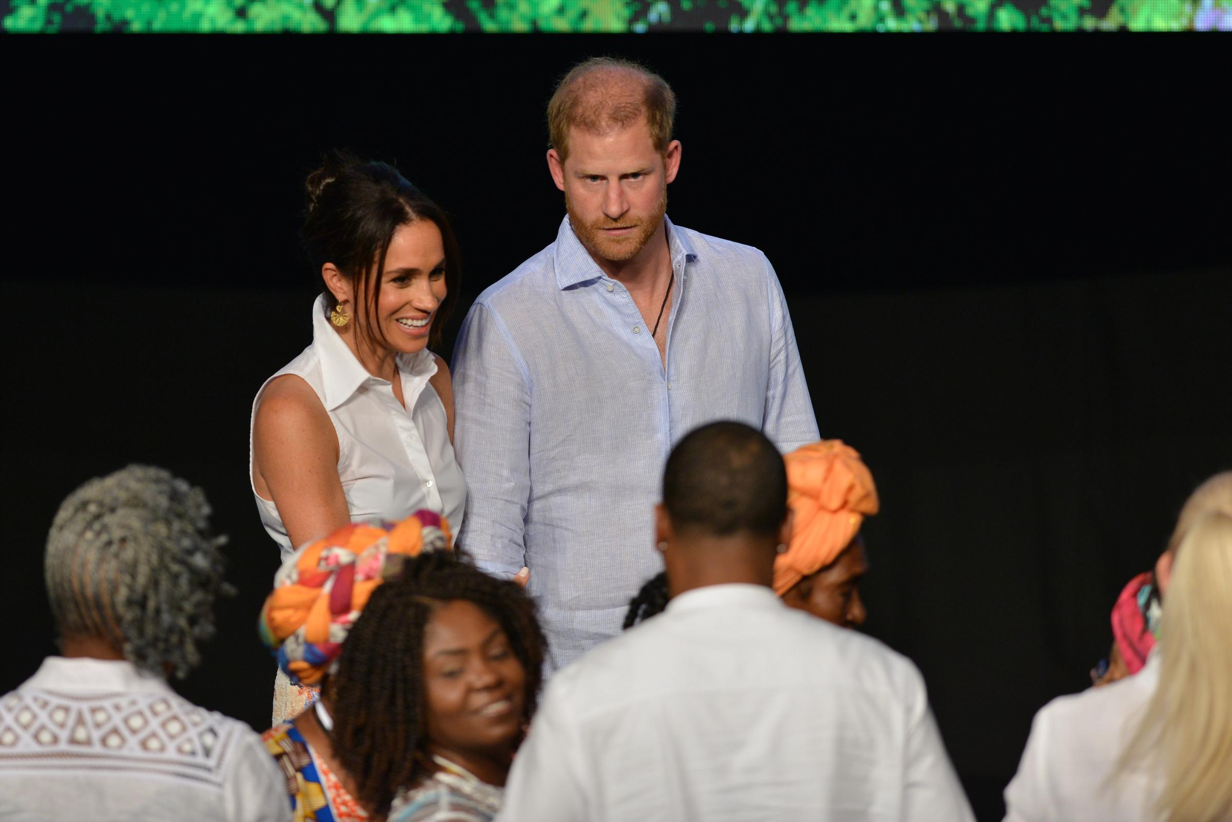 The Duke and Duchess of Sussex during their tour of Colombia on August 18, 2024 | Source: Getty Images