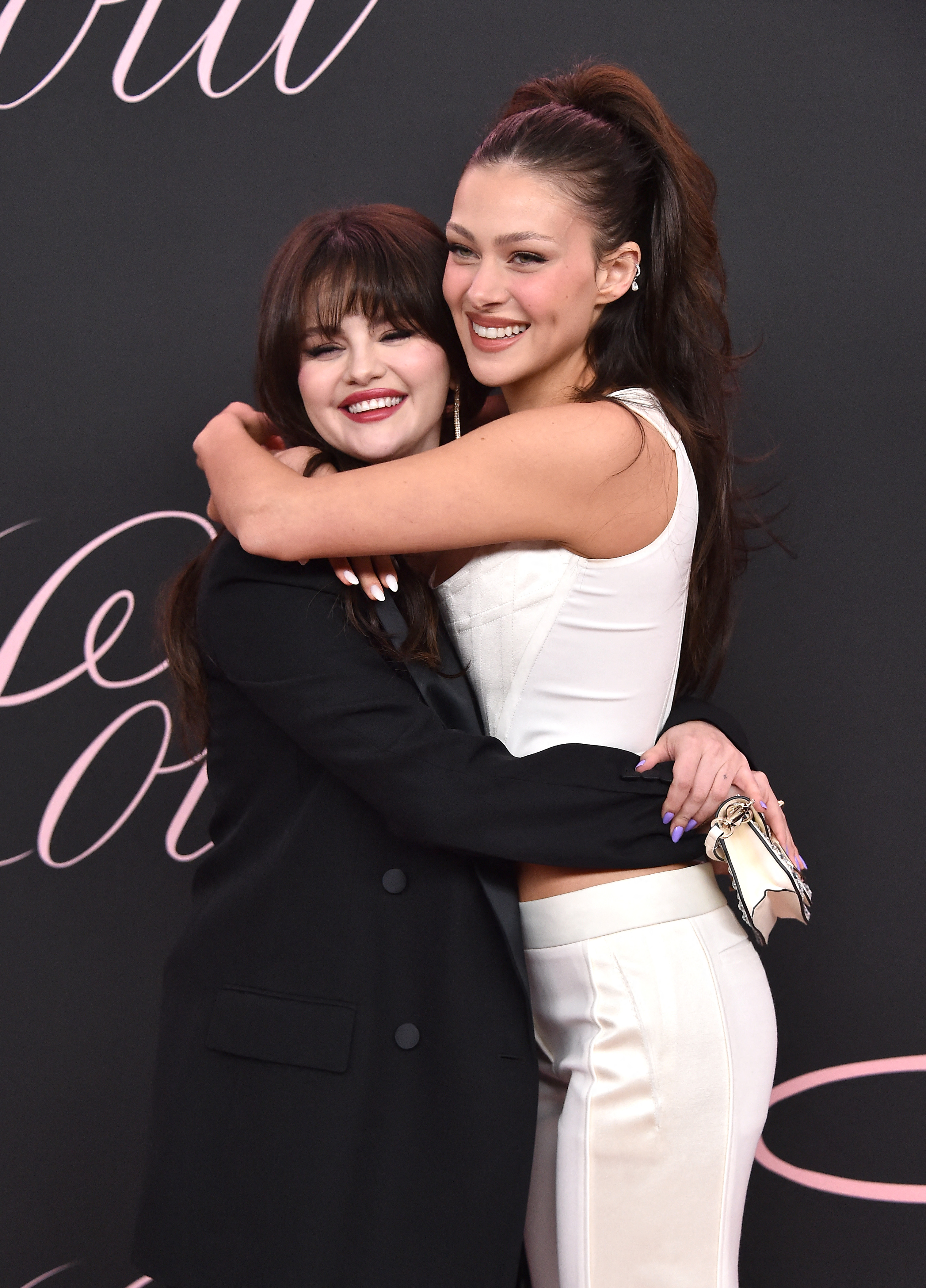 Selena Gomez and Nicola Peltz Beckham at the premiere of the movie "Lola" at the Bruin Theatre in Los Angeles, California, on February 3, 2024. | Source: Getty Images