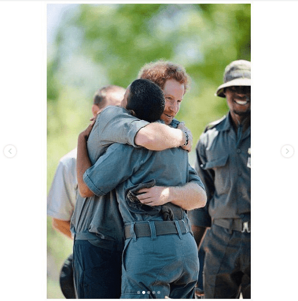 Prince Harry hugs a friend and collaborator in Botswana. I Image: Instagram/ sussexroyal.