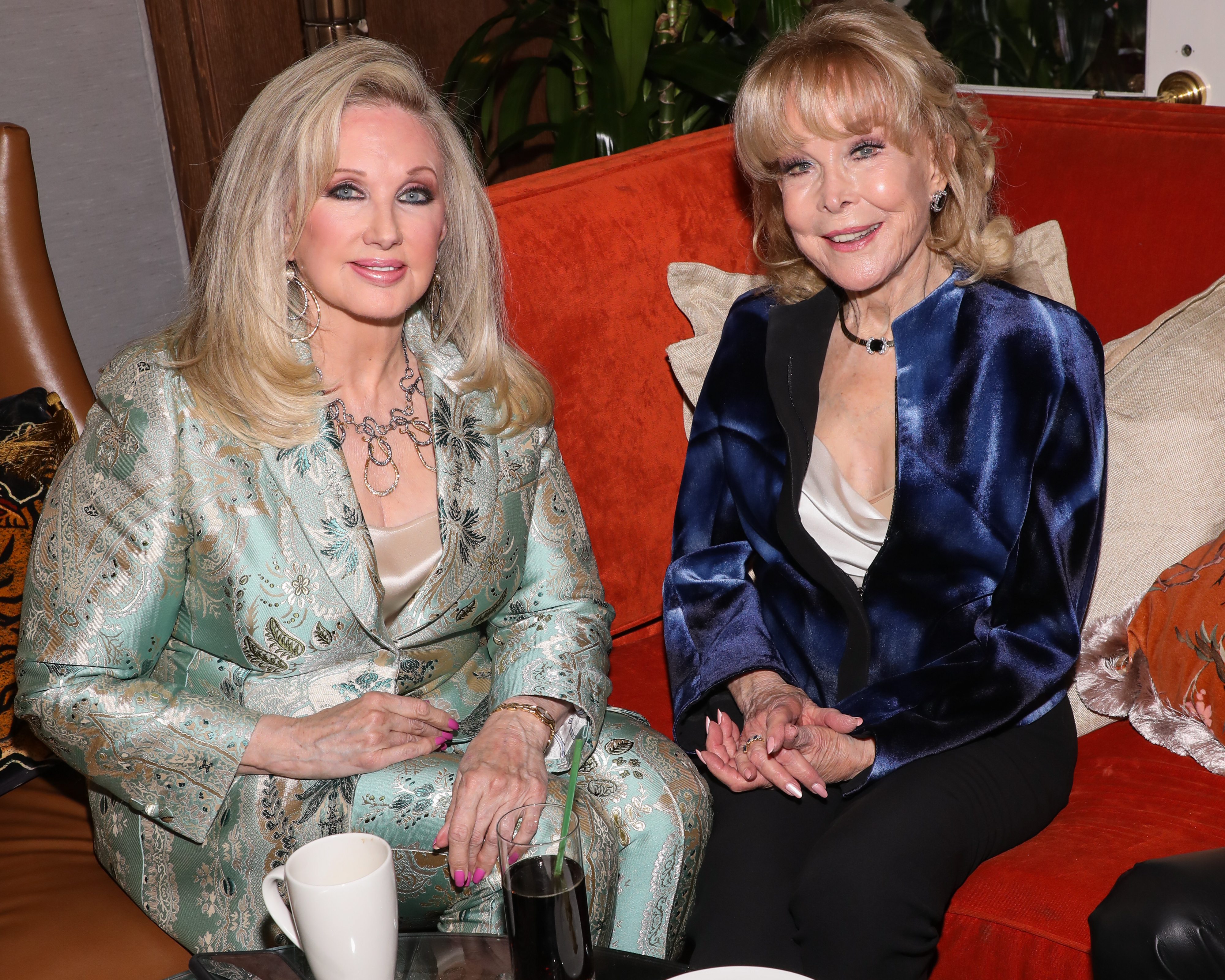 Morgan Fairchild and Barbara Eden at the Remus Pre-Award Tea Time event on March 8, 2023, in Beverly Hills, California | Source: Getty Images