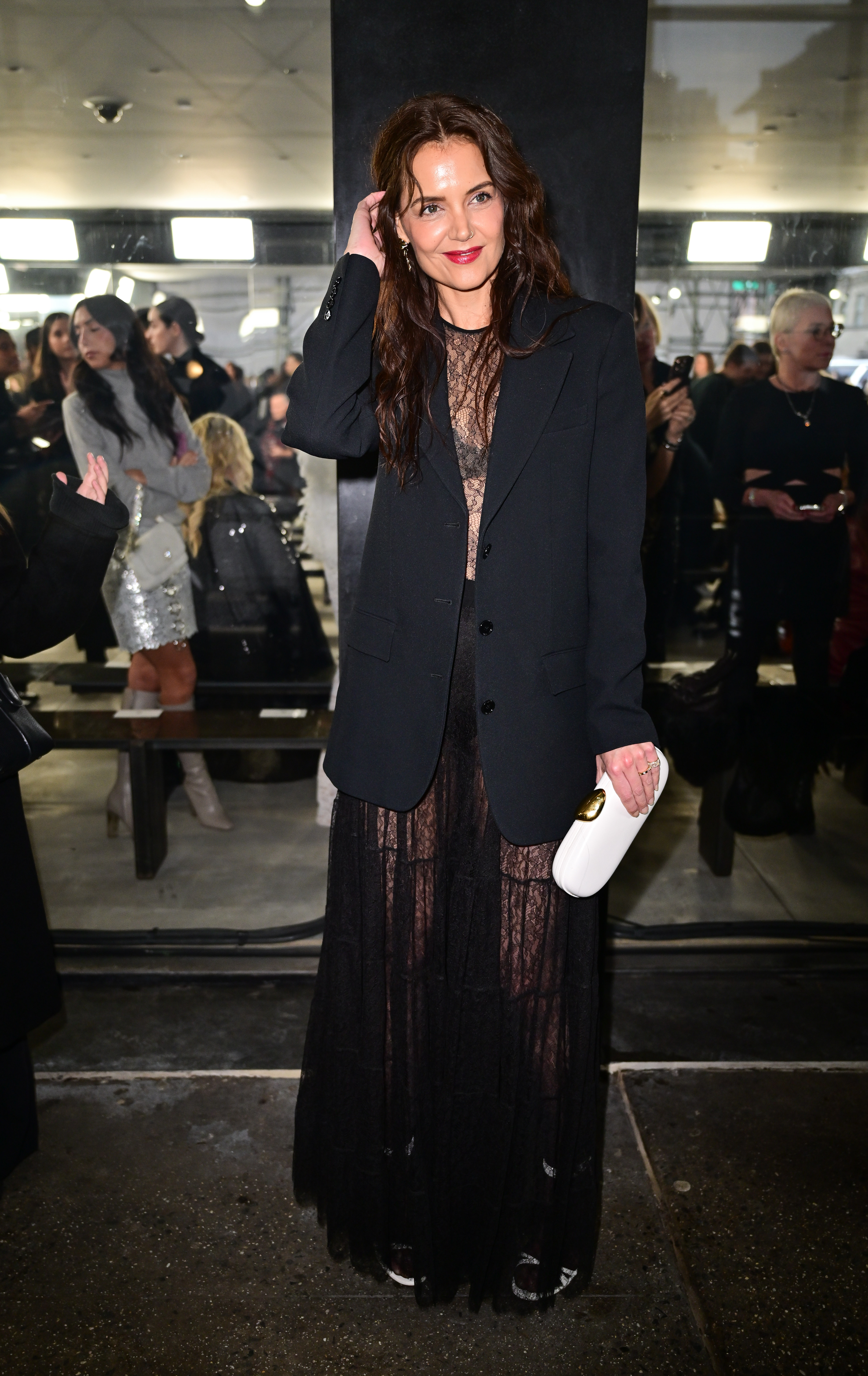 Katie Holmes during the Michael Kors A/W 2024 fashion show in Chelsea on February 13, 2024, in New York City. | Source: Getty Images