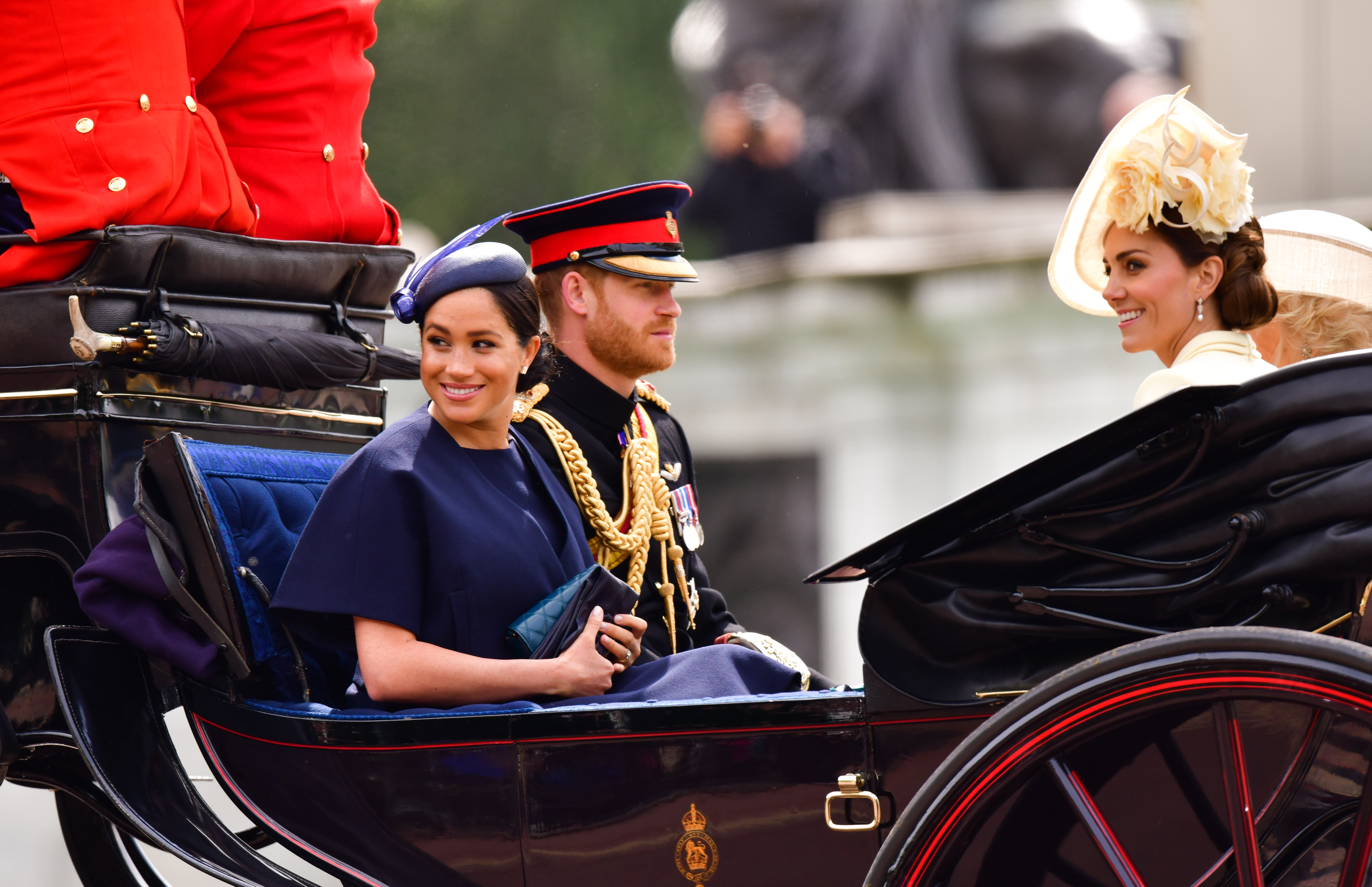 Meghan Markle, Prince Harry, and Princess Catherine during during Trooping The Colour, the Queen's annual birthday parade, on June 08, 2019 in London, England | Source: Getty Images