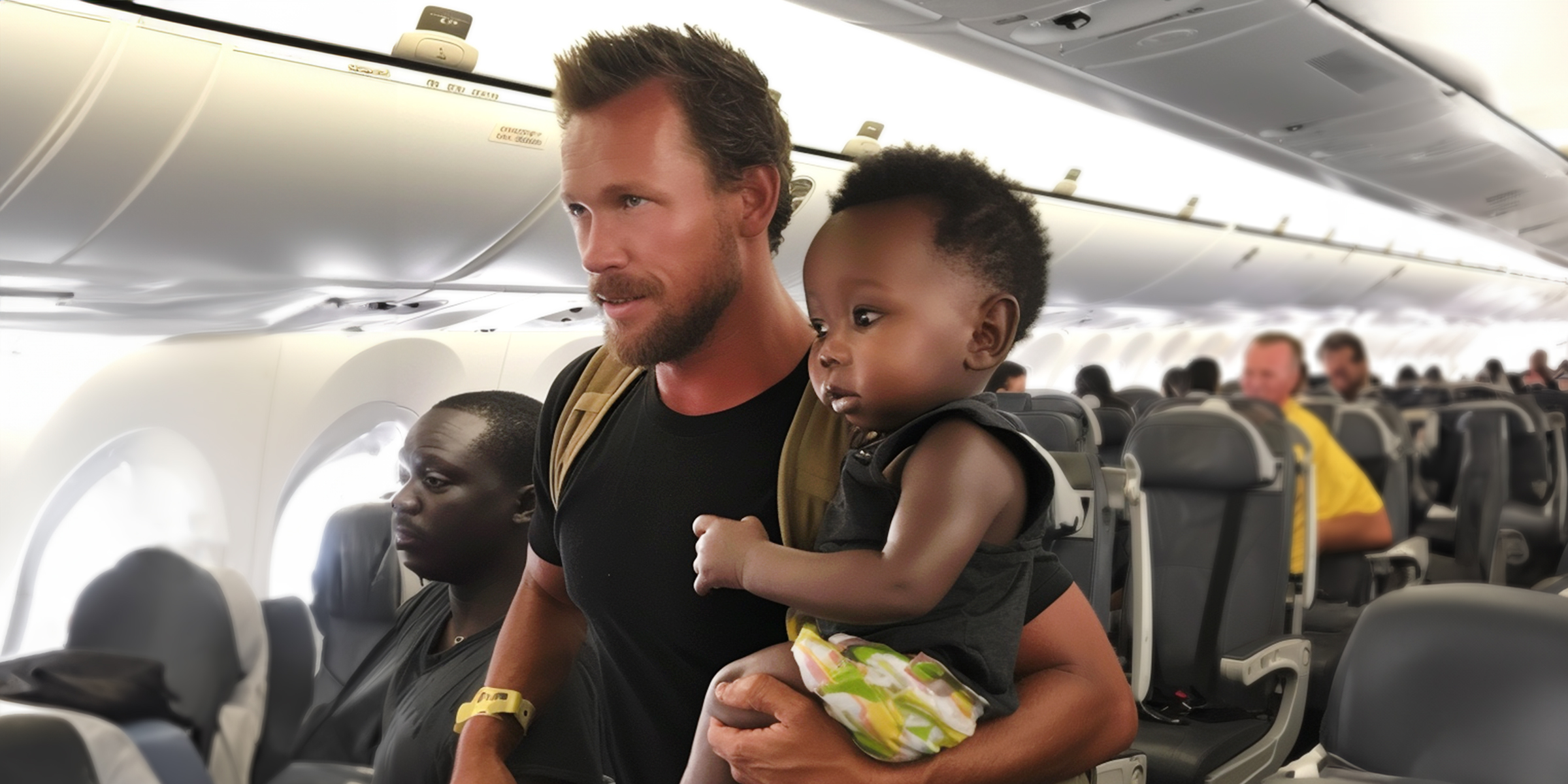 A man holding a baby on a plane | Source: Amomama