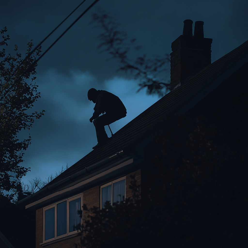 A burglar on the roof | Source: Midjourney