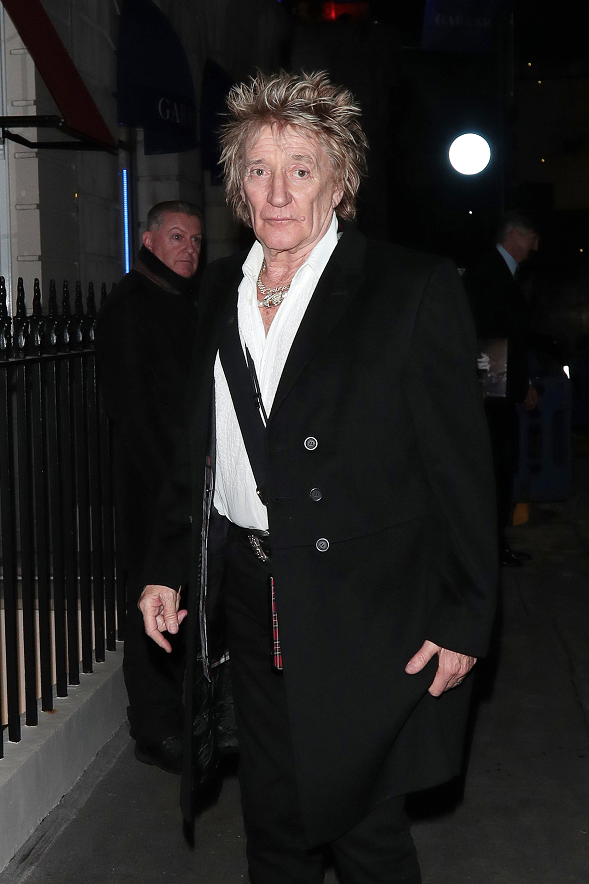 Rod Stewart spotted out and about in London, England, on February 2, 2024. | Source: Getty Images