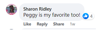 Another comment about Peggy being a fan favorite posted on Facebook on April 27, 2023 | Source: Facebook.com/Darlene Whorley Ruckle
