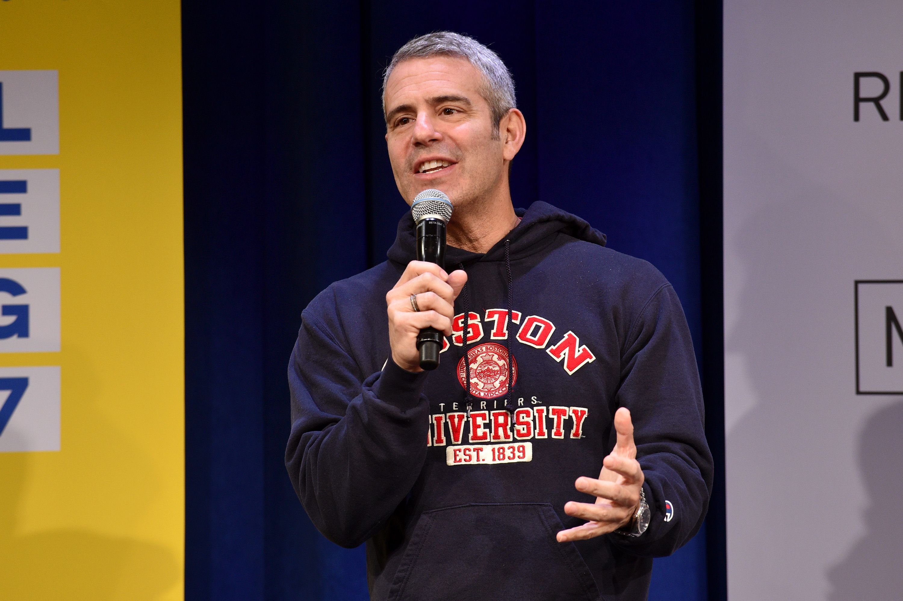 Andy Cohen speaks onstage during MTV's College Signing Day with Michelle Obama on May 5, 2017, in New York City | Photo: Bryan Bedder/Getty Images