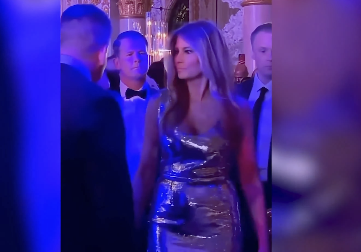 Melania Trump as seen in a video posted on January 2, 2026 | Source: YouTube/Rumour Juice