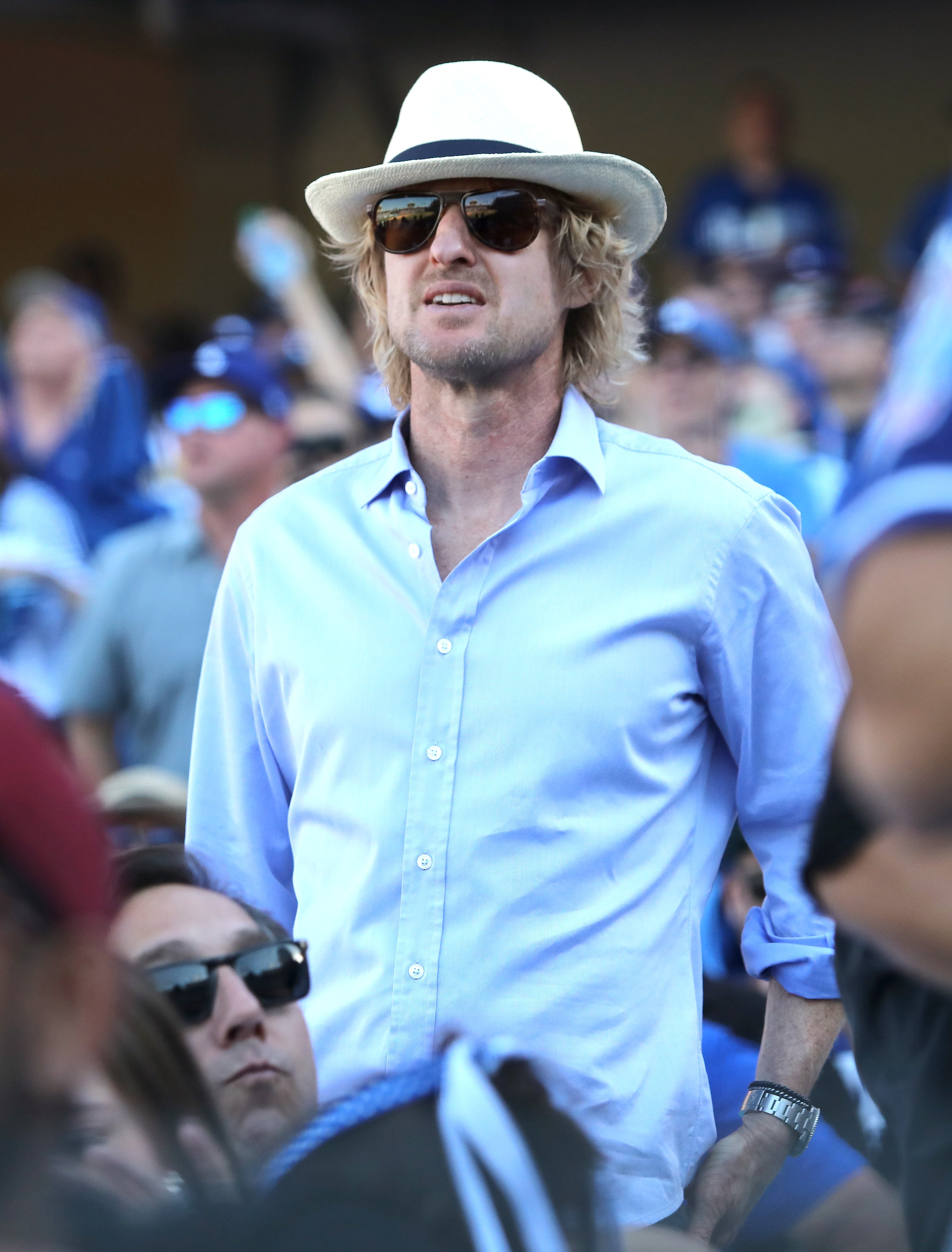 Owen Wilson attends The Los Angeles Dodgers Game - League Championship Series - Milwaukee Brewers v Los Angeles Dodgers - Game Five at Dodger Stadium on October 17, 2018, in Los Angeles, California. | Source: Getty Images