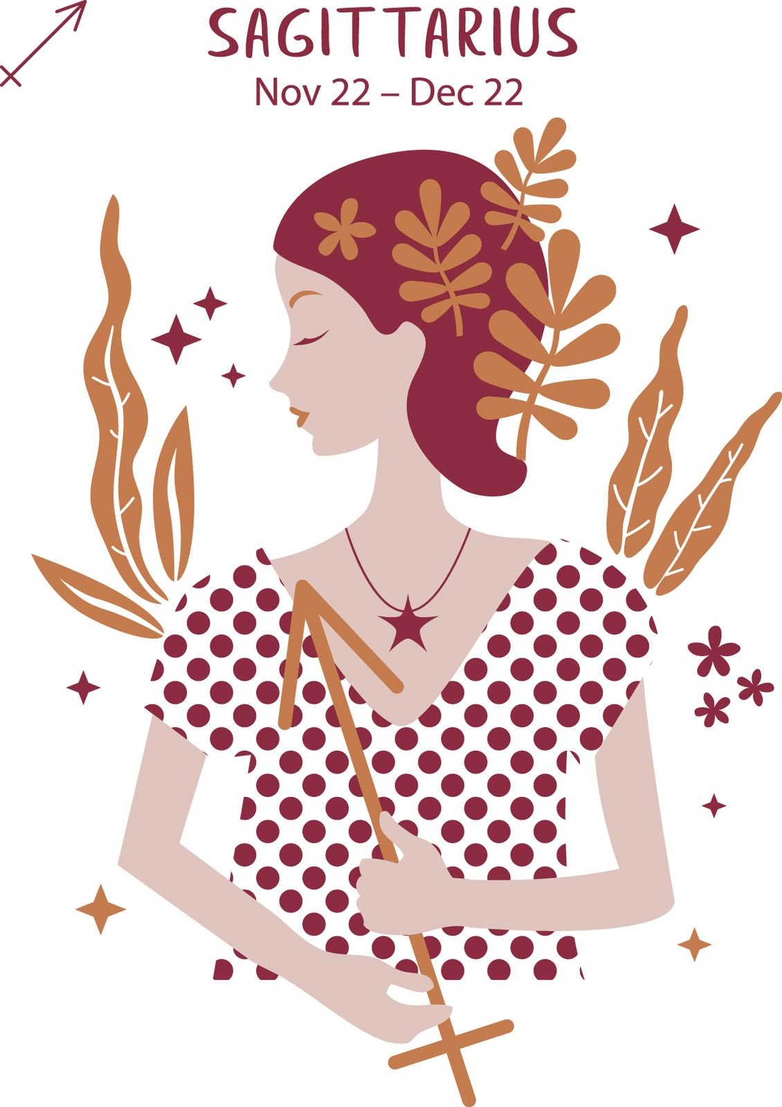 A feminine representation of the Horoscope sign for Sagittarius.