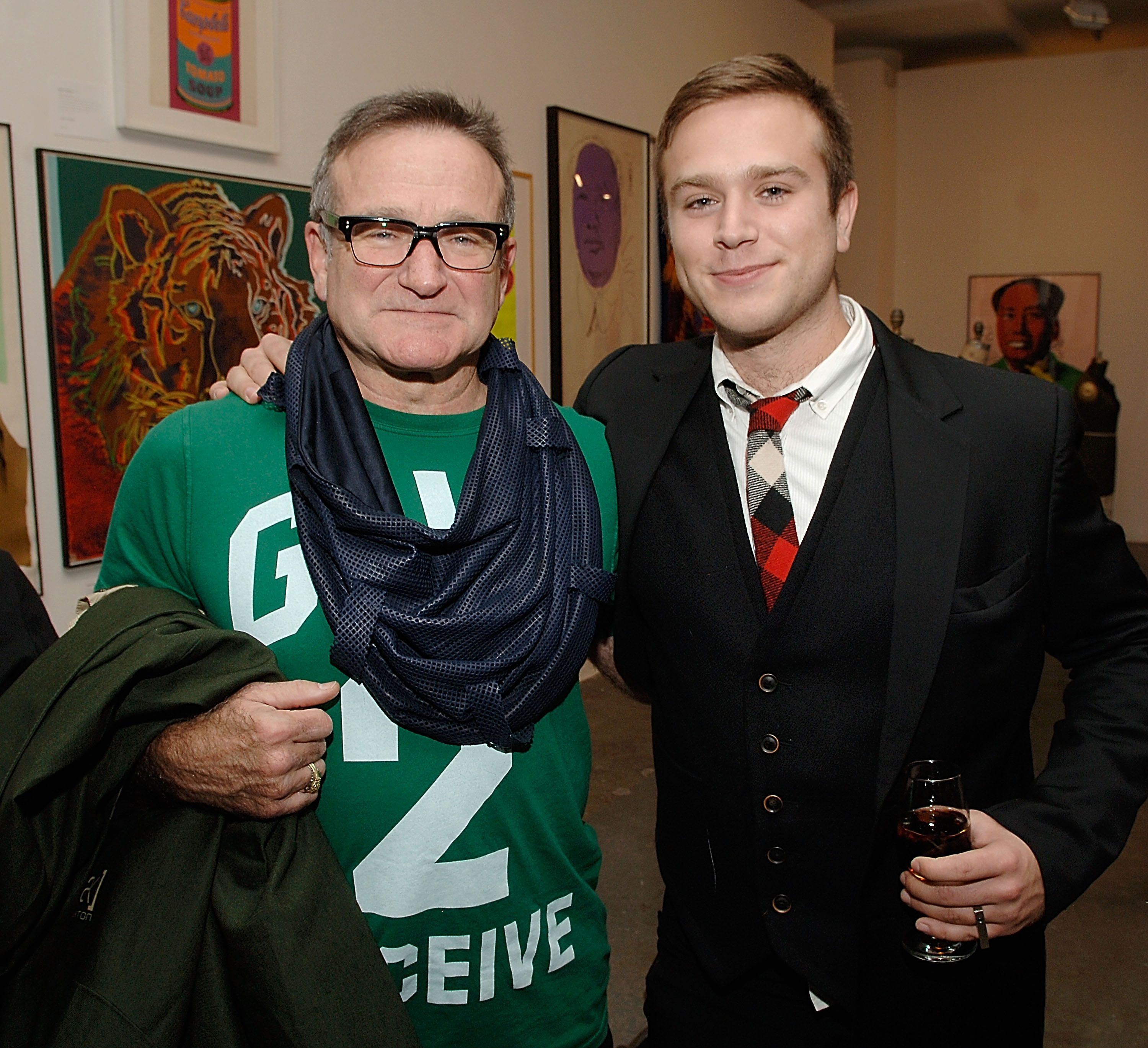 Robin Williams and Zak Williams attend the Timo Pre Fall 2009 Launch with Interview Magazine at Phillips De Pury on November 18, 2008 in New York City. | Photo: Getty Images