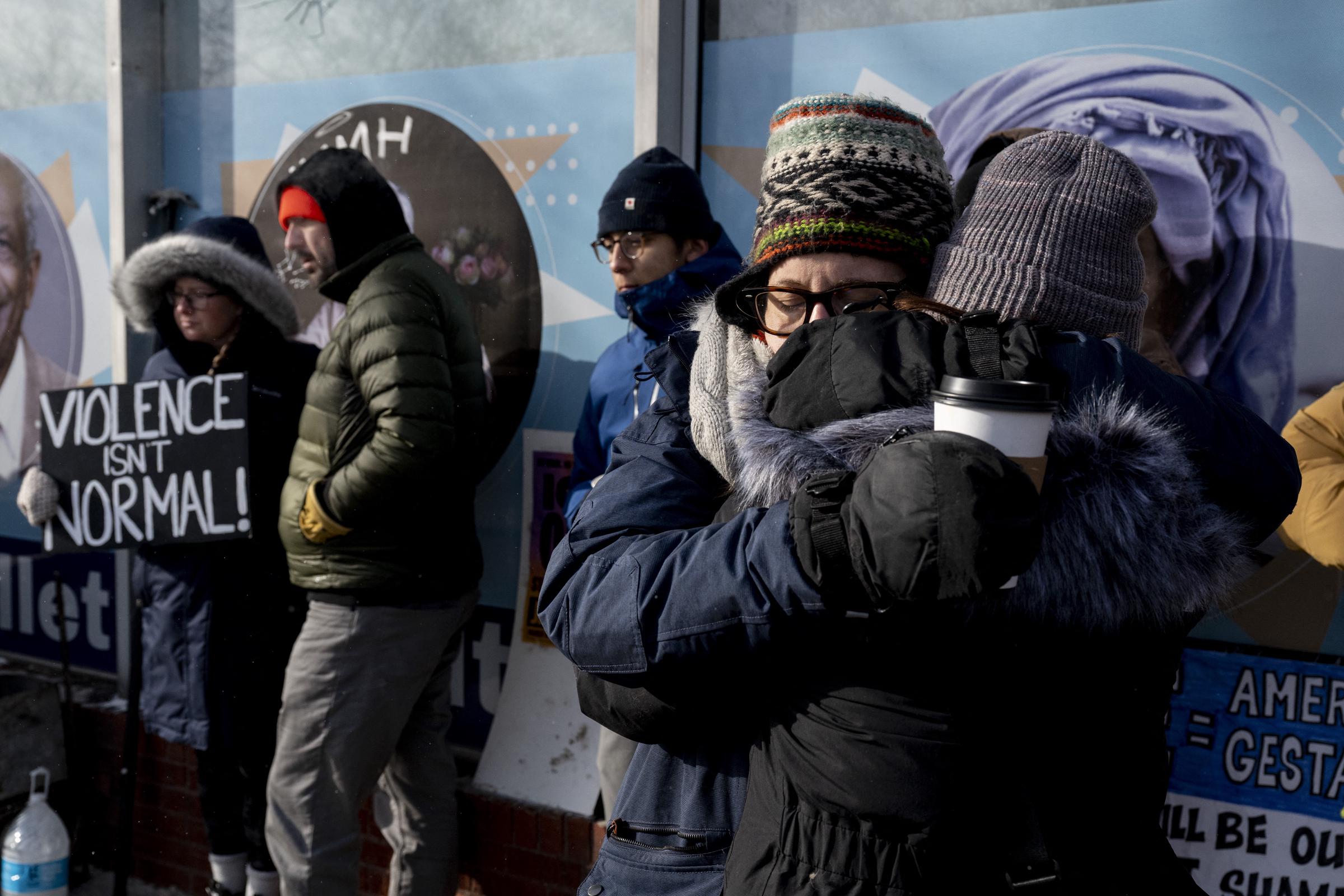 Mourners gather at a makeshift memorial in the area where Alex Pretti was shot on January 25, 2026 | Source: Getty Images