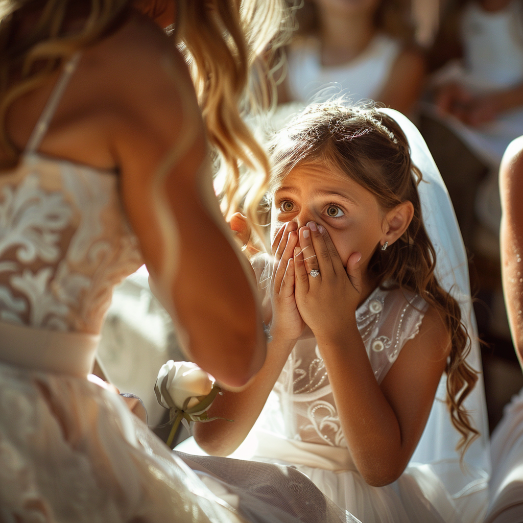 An upset girl talking to the bride | Source: Midjourney