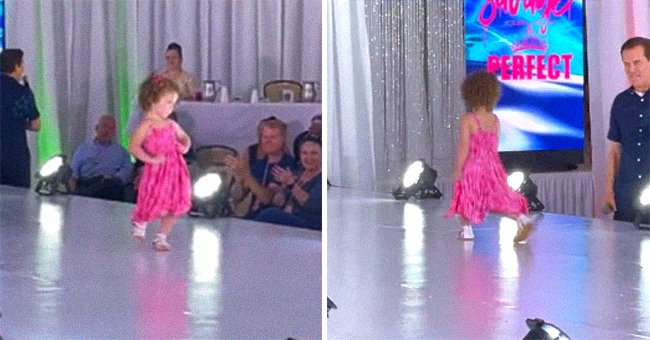 A toddler modeling on a runway at a fashion show. │Source: tiktok.com/kristenweaverstudio