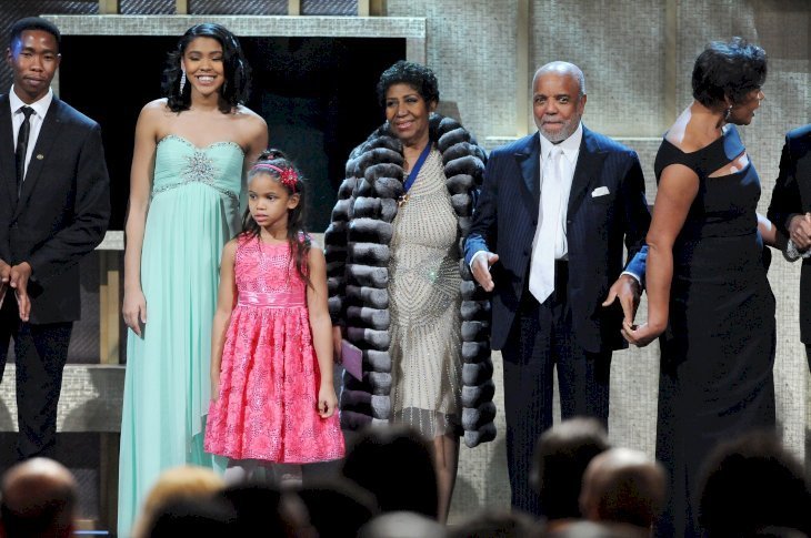 Mbuso Mandela, Aretha Franklin, and record producer Berry Gordy appear onstage at BET Honors 2014 at Warner Theatre on February 8, 2014 in Washington | Source: GettyImages/Global Images of Ukraine