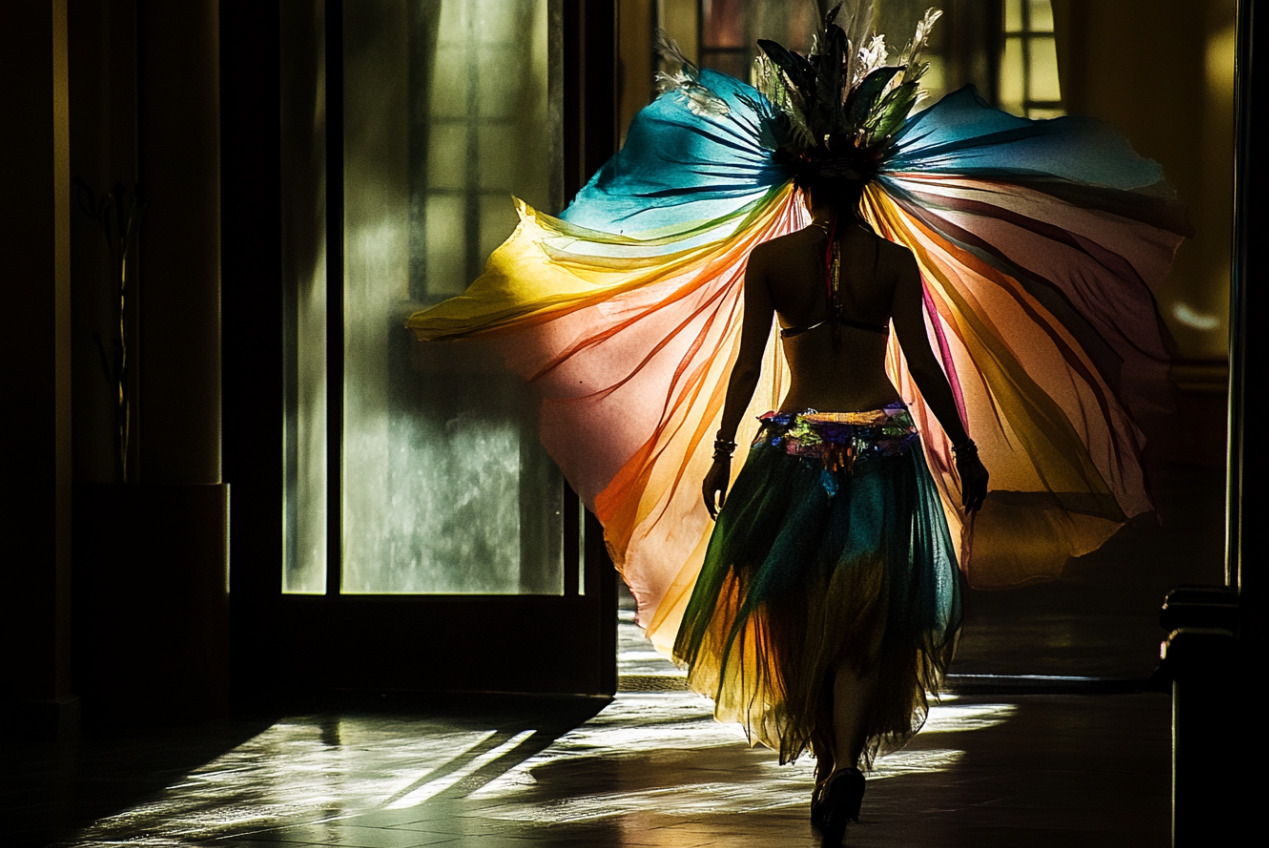 A woman exiting a hotel | Source: Midjourney