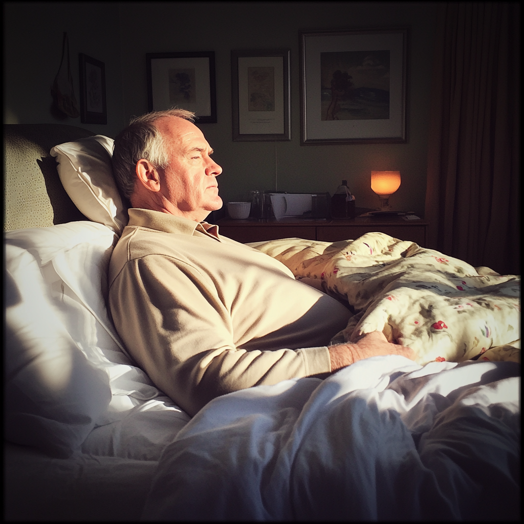 A man sitting in his bed | Source: Midjourney