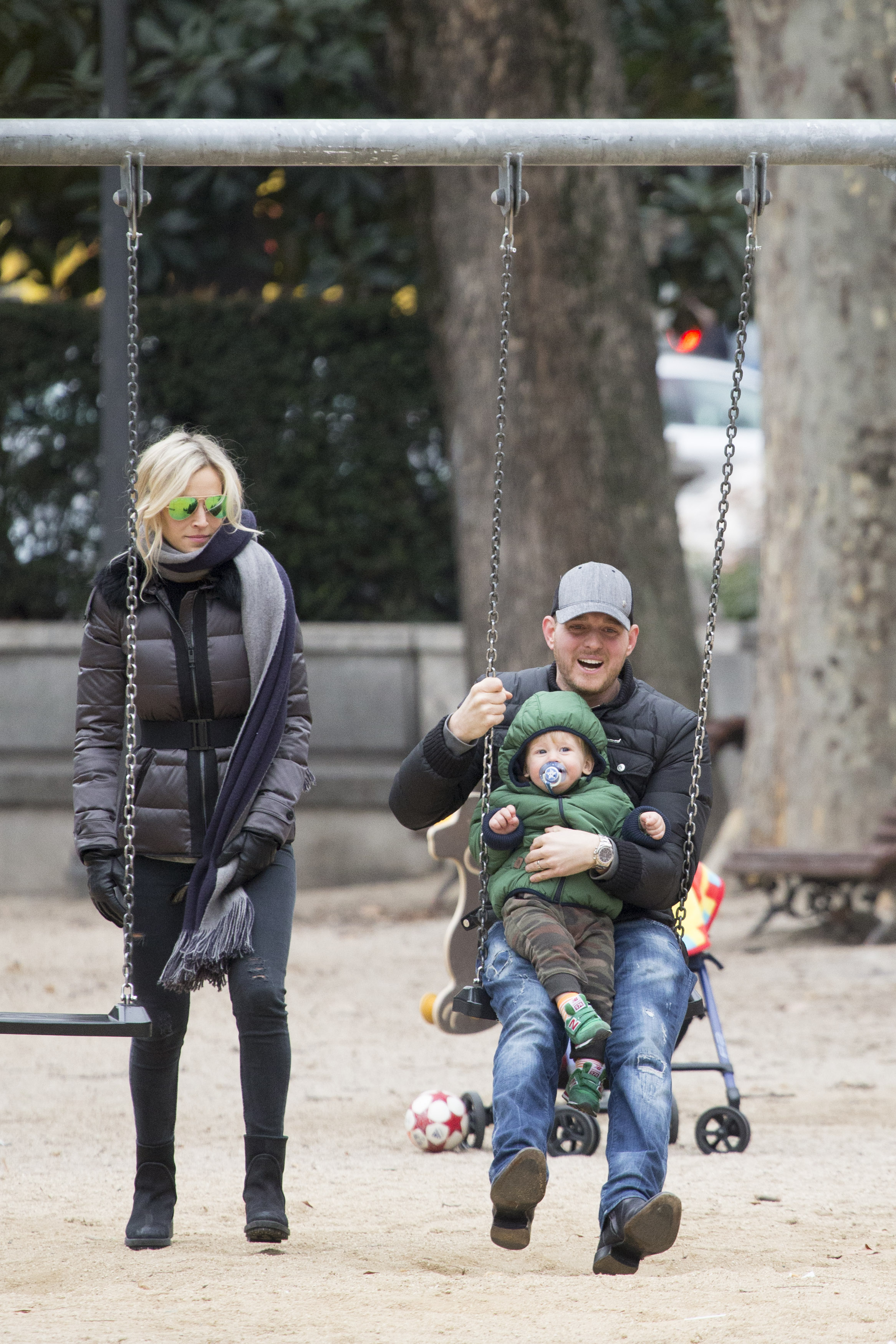Luisana Lopilato, Noah, and Michael Bublé spotted in Madrid, Spain on February 12, 2015 | Source: Getty Images