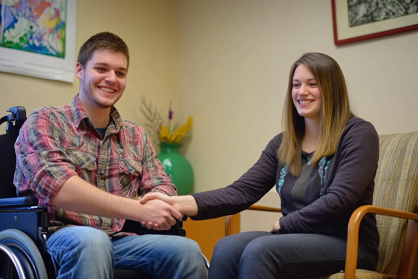 Two people shaking hands | Source: Midjourney