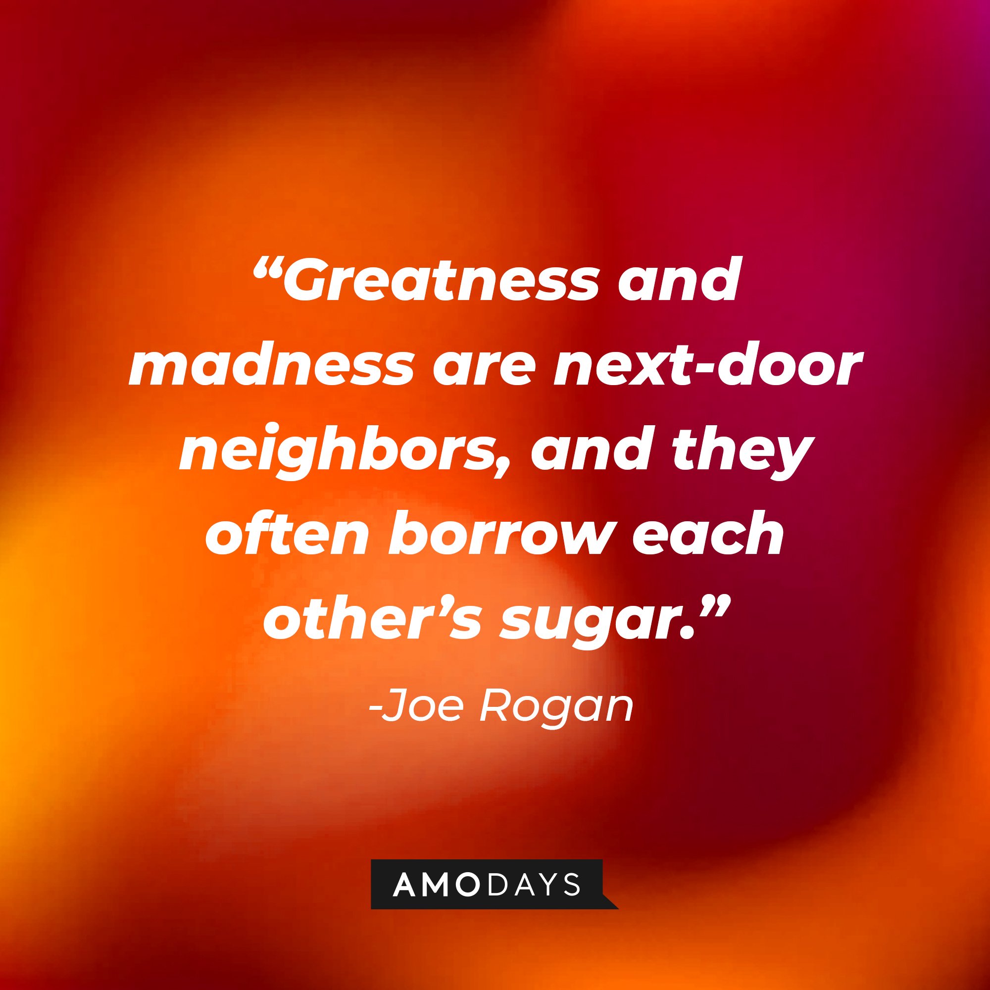 Joe Rogan's quote: "Greatness and madness are next-door neighbors, and they often borrow each other's sugar." | Image: AmoDays