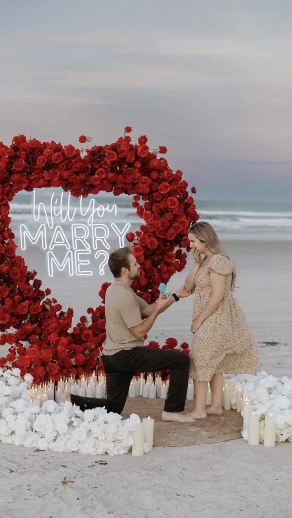 Jason Duggar proposing to Maddie Grace on the beach, as seen in a video dated August 30, 2024 | Source: Instagram/kaylajohnsonphoto_