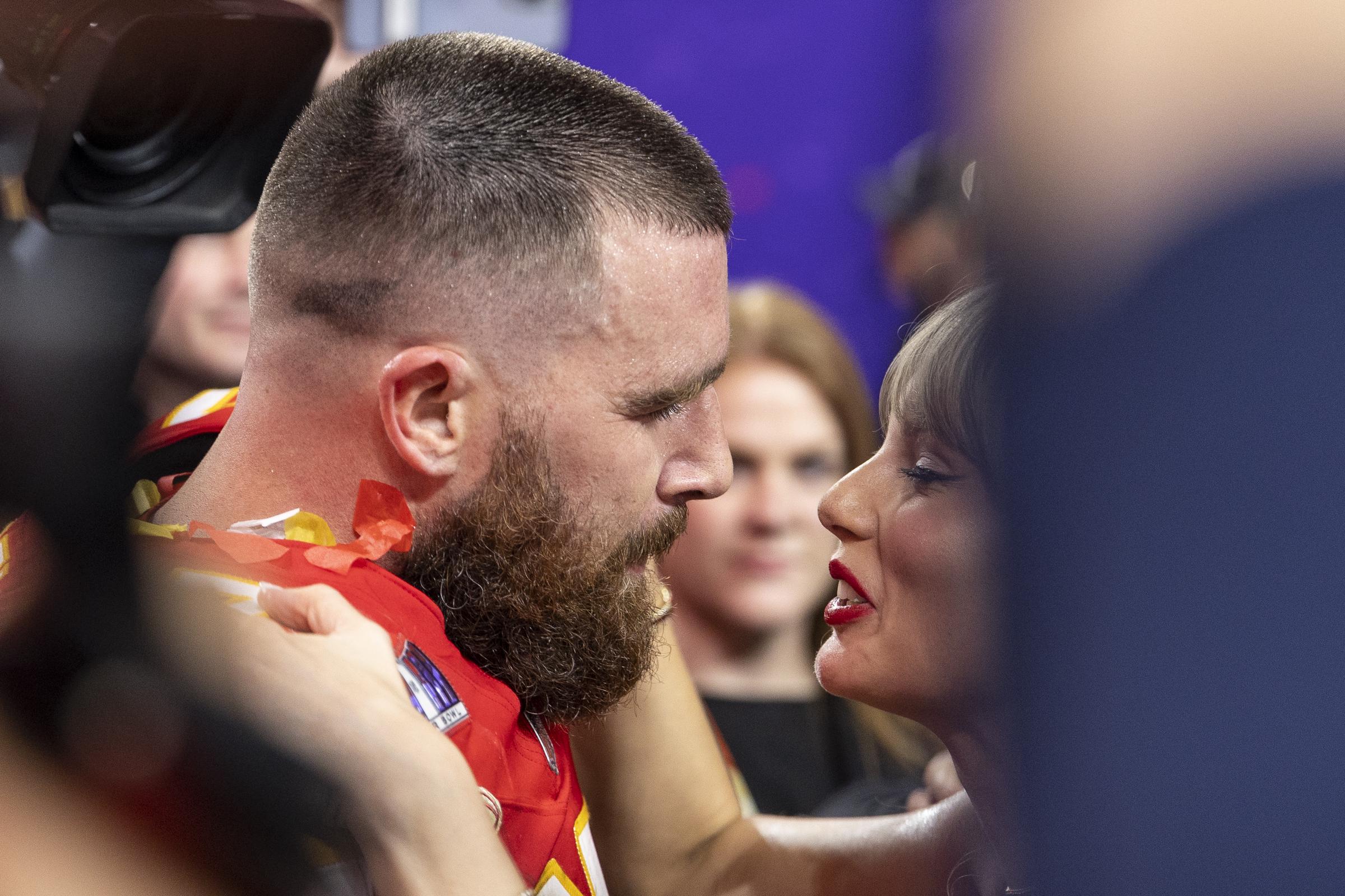 Taylor Swift and Travis Kelce at Super Bowl LVIII on February 11, 2024 | Source: Getty Image