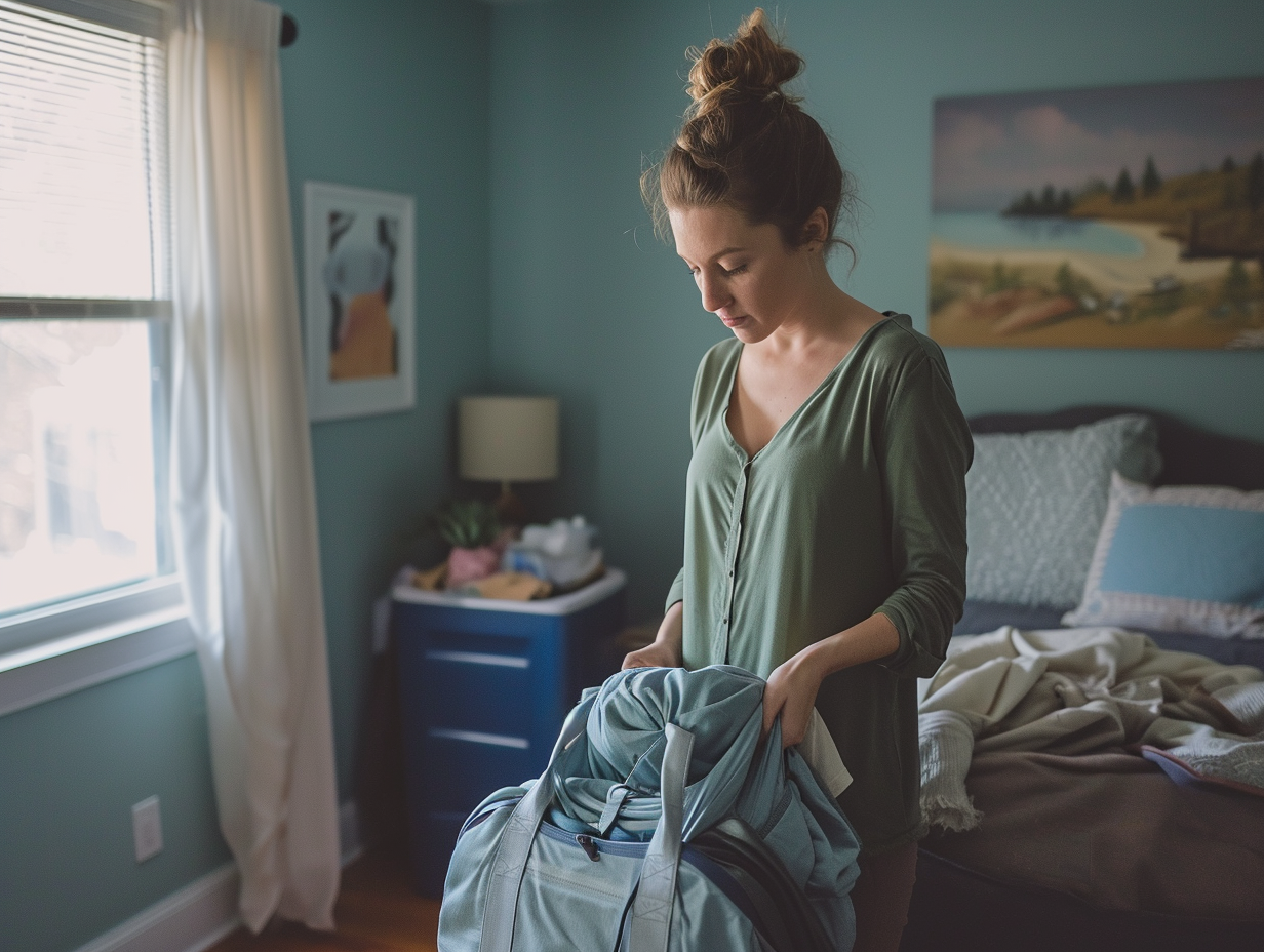 A young woman packing | Source: Midjourney