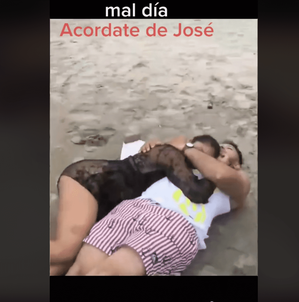 José is pictured lying with his alleged secretary on the beach. | Source: tiktok.com/@_alejandro_ok