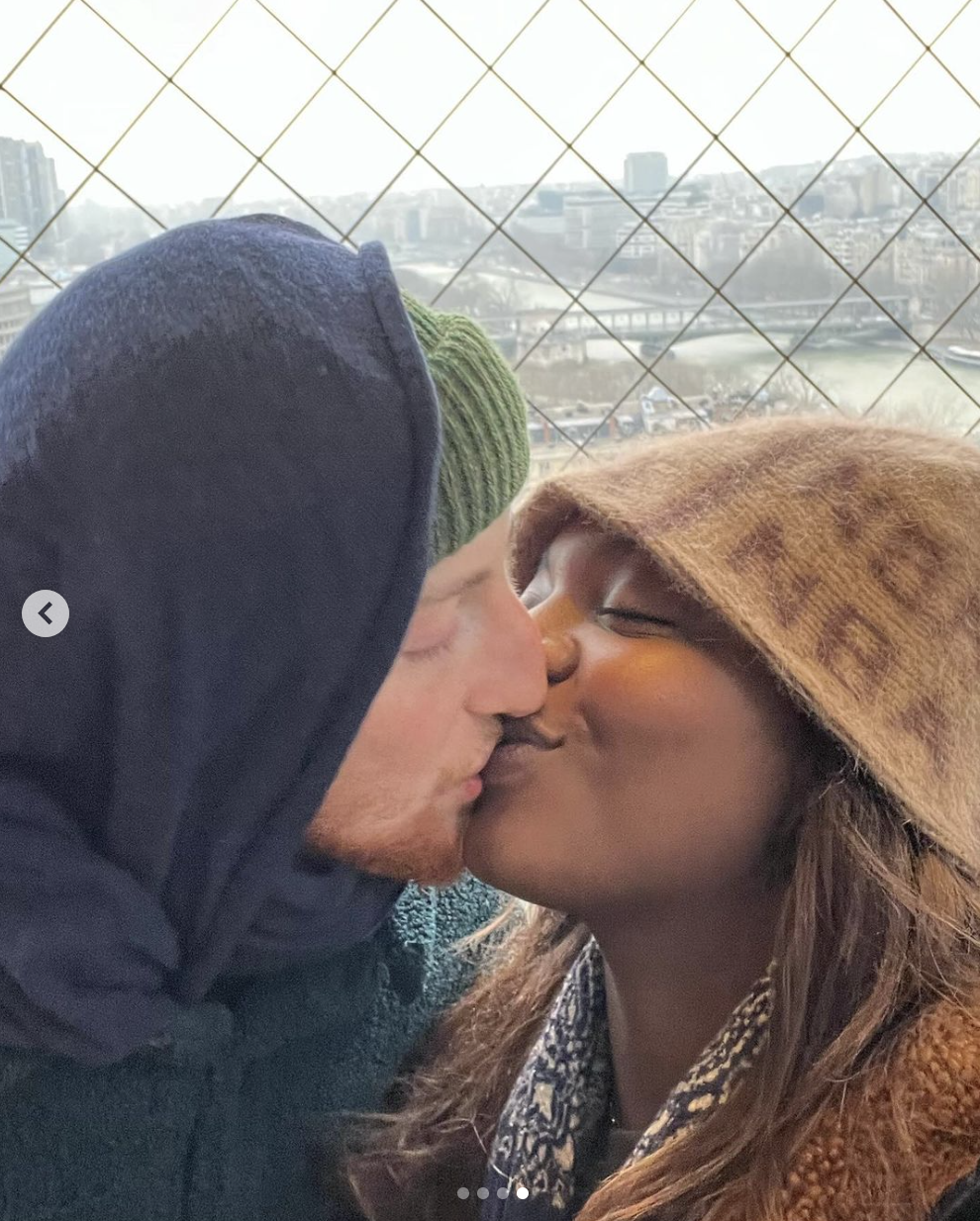 Caleb Freundlich and Kibriyaá Morgan sharing a kiss, as seen in photo shared February 15, 2024 | Source: Instagram/kikix12