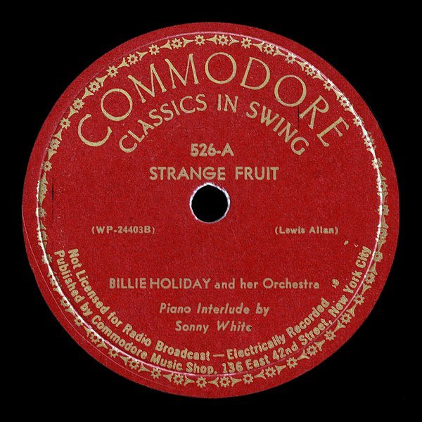 The 1939 recording of Billie Holiday performing "Strange Fruit" | Source: Wikimedia Commons/ Public Domain