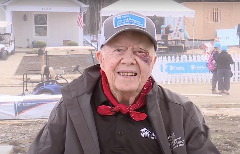 Jimmy Carter on a job site for Habitat for Humanity on October 8, 2019 | Source: youtube.com/MSNBC