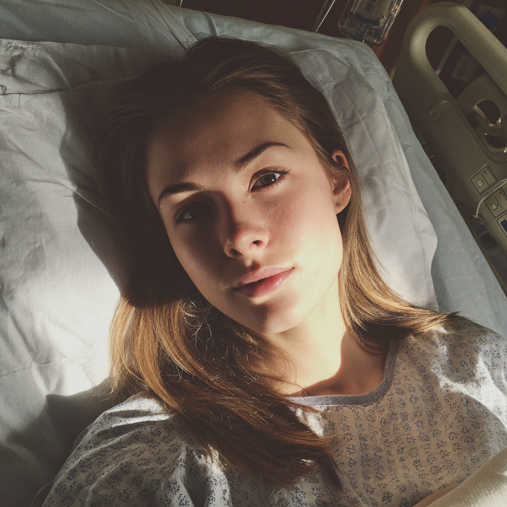 A woman lying in a hospital bed | Source: Midjourney