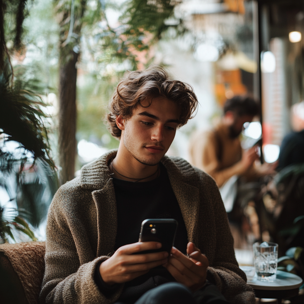 Man scrolling through his phone | Source: Midjourney