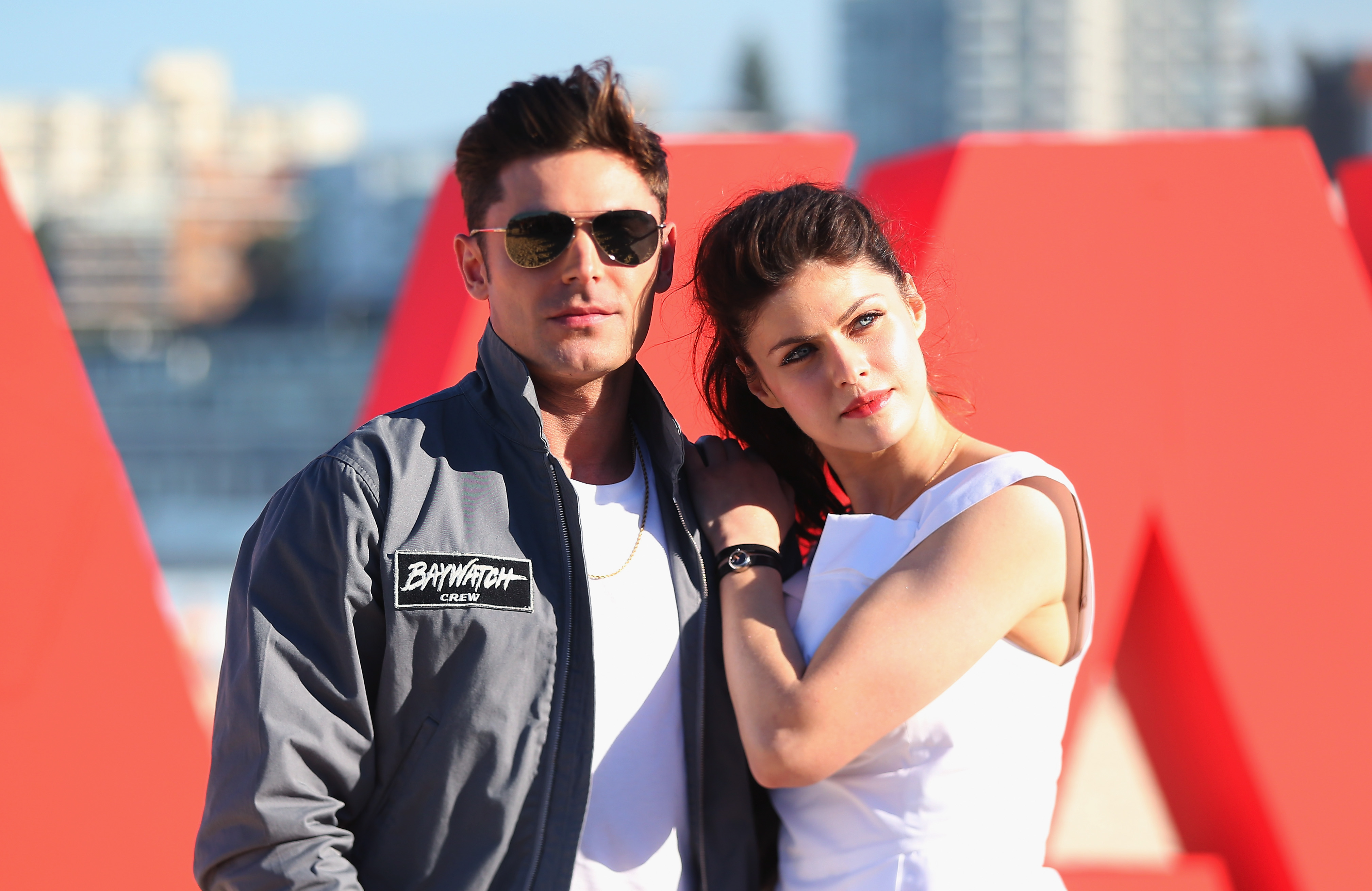 Zac Efron and Alexandra Daddario pose during a photo call for Baywatch on May 17, 2017 in Sydney, Australia. | Source: Getty Images