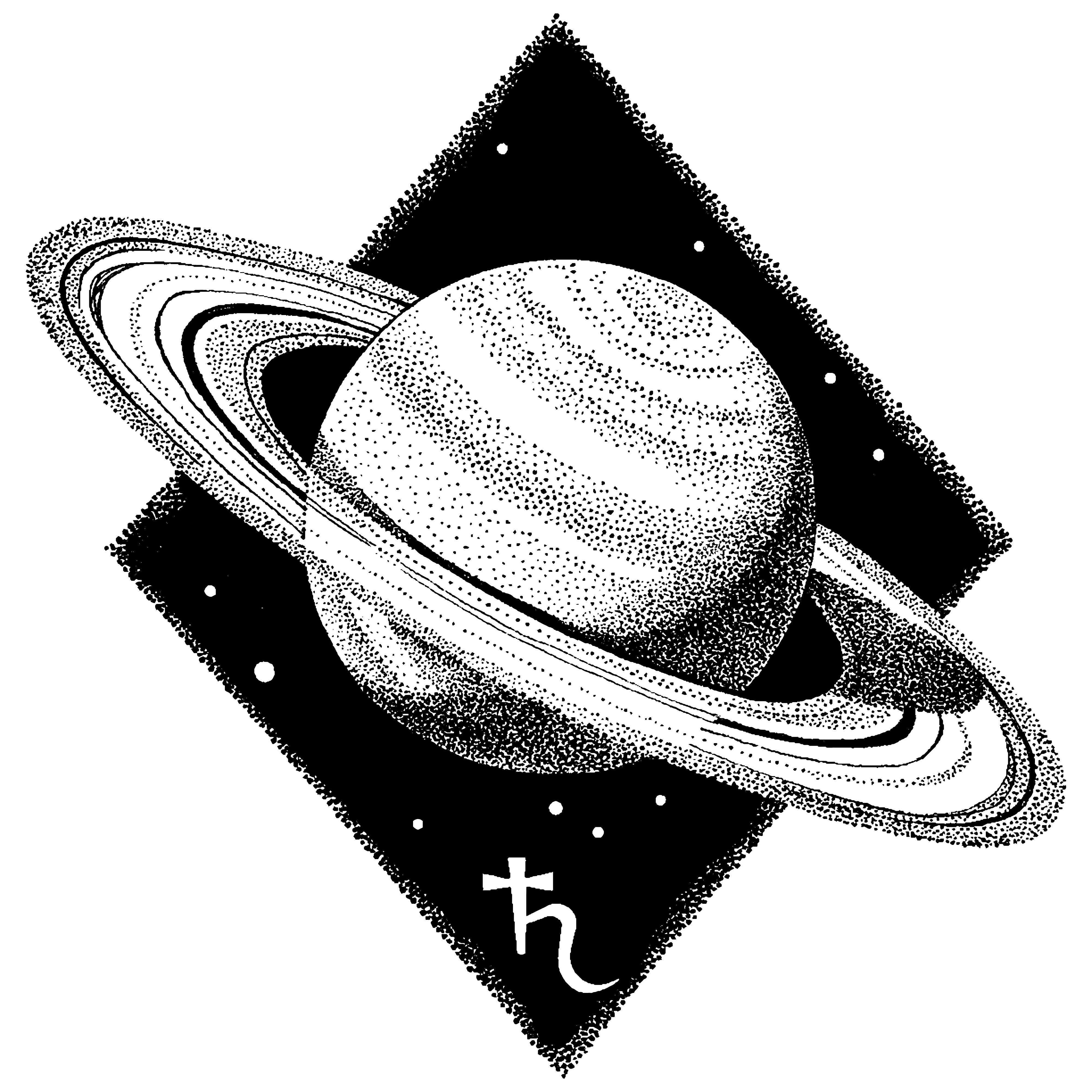 Planeta y símbolo de Saturno || Fuente: Shutterstock Planeta y símbolo de Saturno || Fuente: Shutterstock