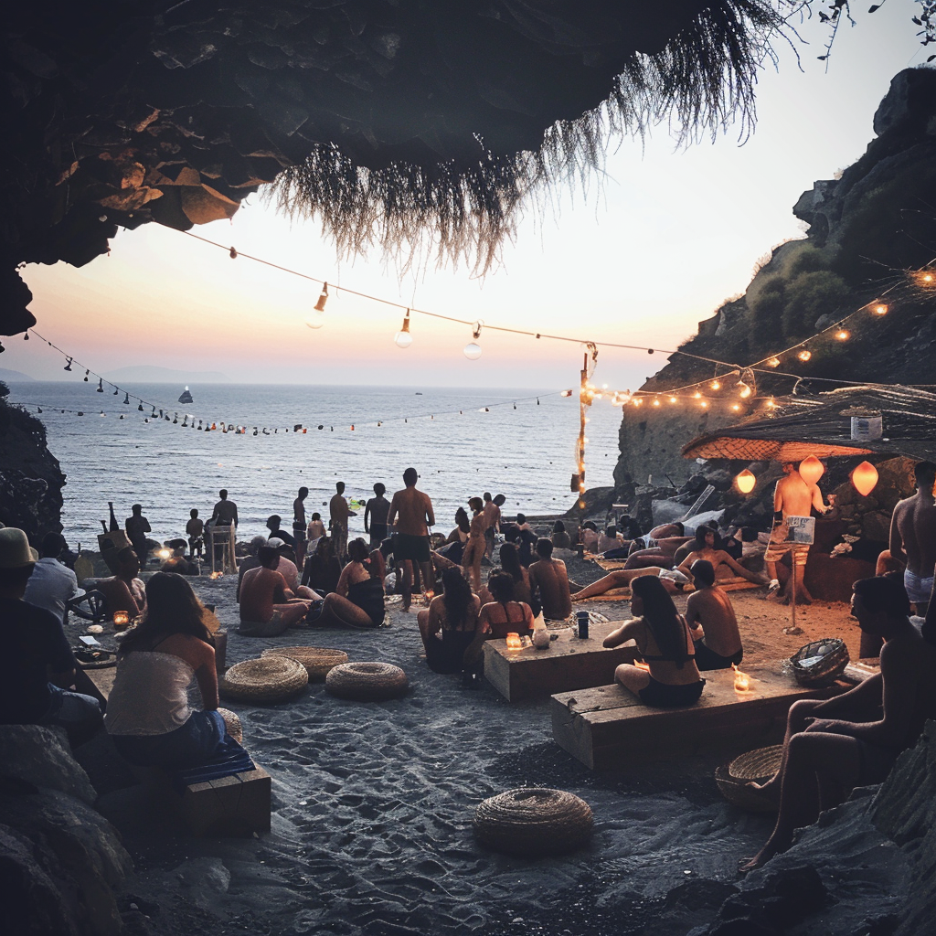 People at a beach party | Source: Midjourney