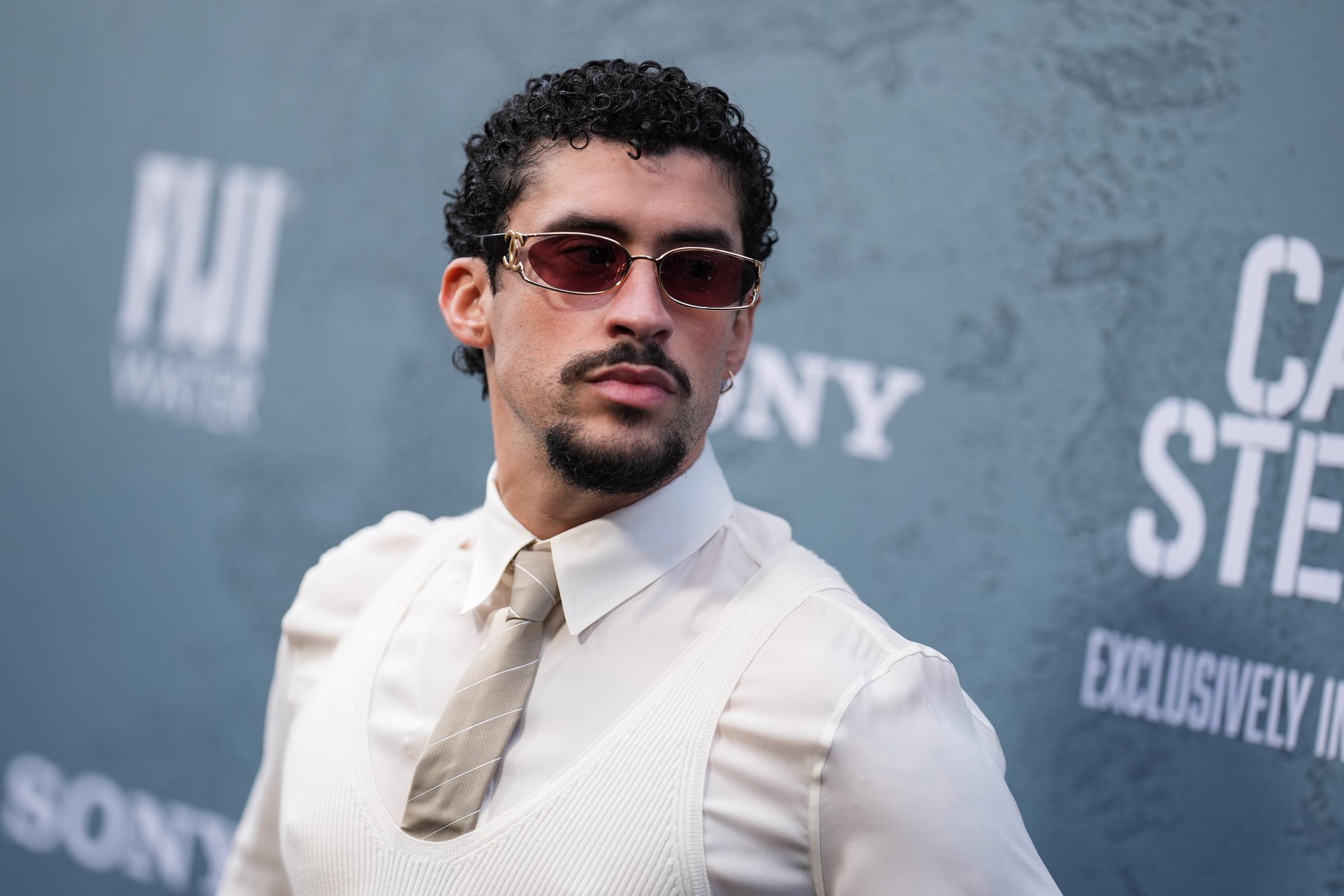 Bad Bunny at the "Caught Stealing" premiere on August 26, 2025, in New York. | Source: Getty Images