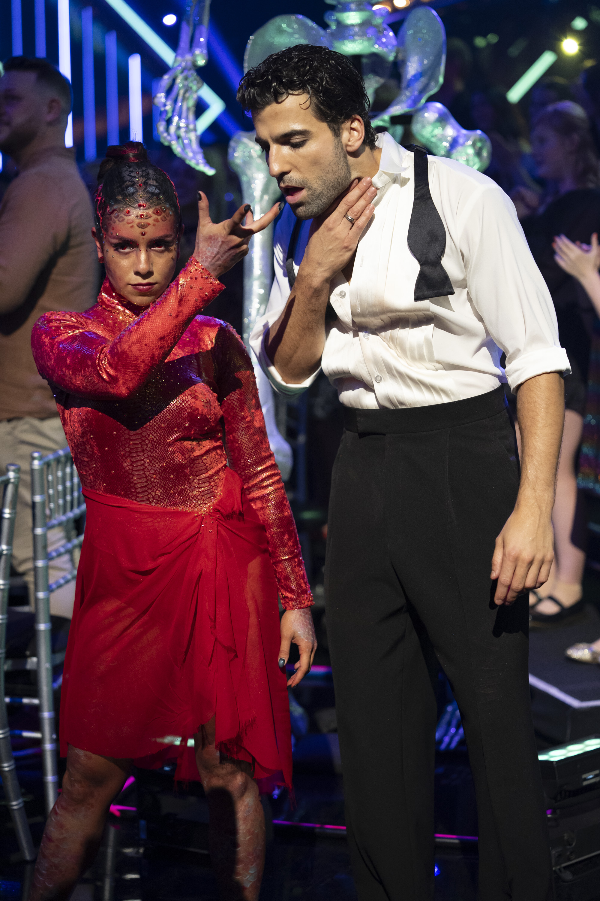 Jen Affleck and Jan Ravnik during the Halloween episode of "Dancing with the Stars" on October 28, 2025. | Source: Getty Images