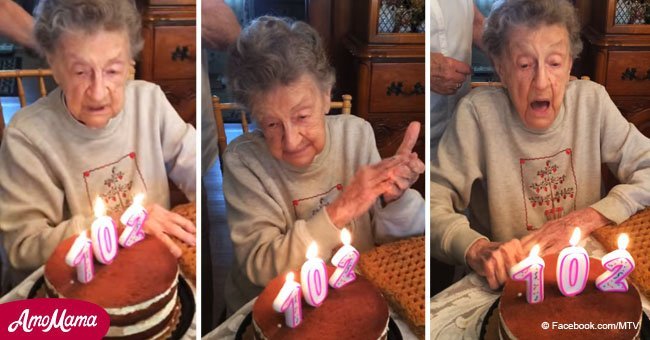 102-year-old granny tries to blow out birthday candles but it goes hilariously wrong