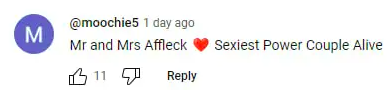 Fan comment about Jennifer Lopez and Ben Affleck, dated October 24, 2023 | Source: YouTube/Entertainment Tonight