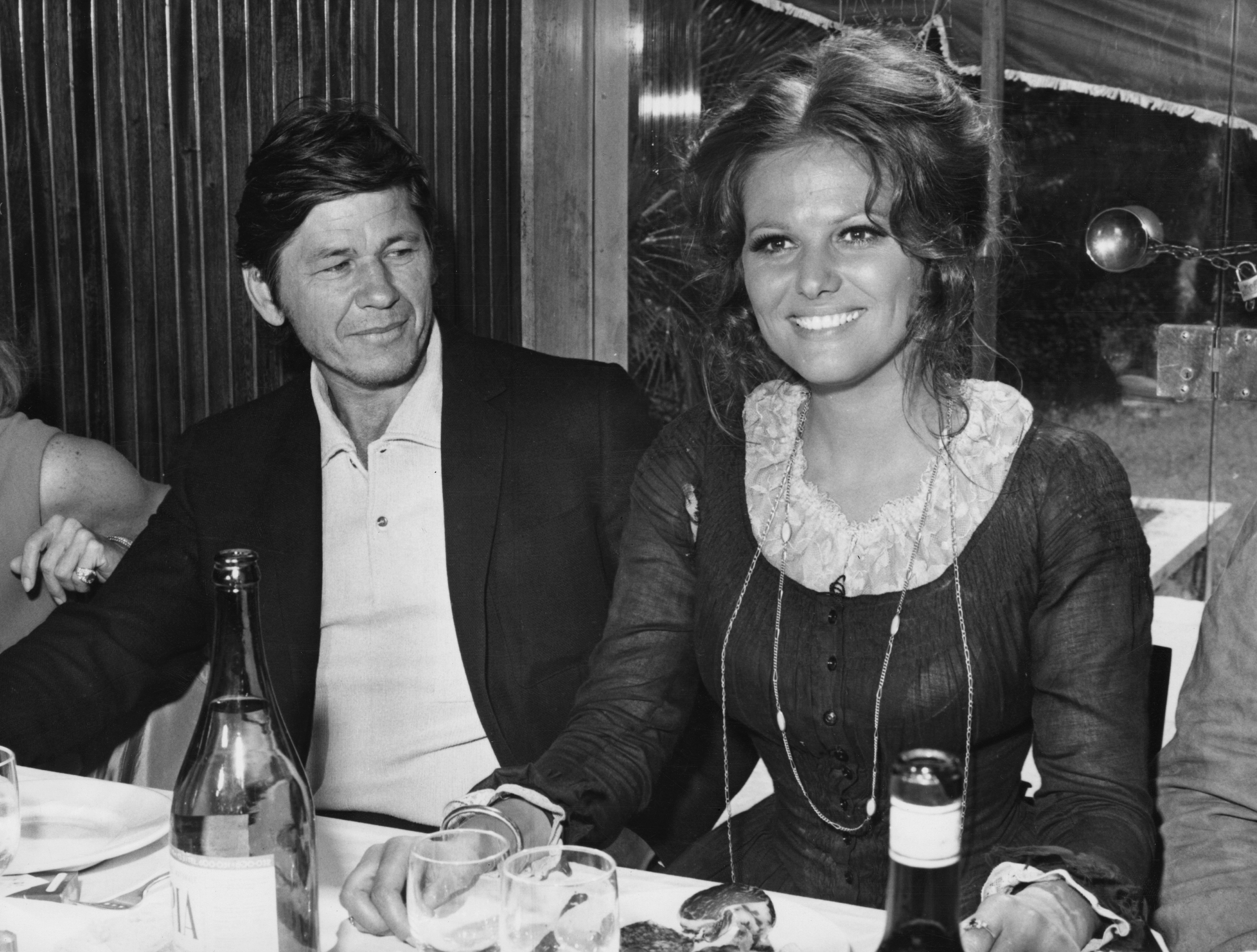 American actor Charles Bronson and Italian actress Claudia Cardinale during the filming of the Sergio Leone Spaghetti Western ''Once Upon a Time in the West" Italy, April 1968. | Source: Getty Images