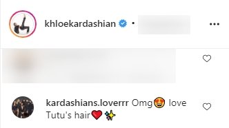 Fan's comment under a picture of Khloé Kardashian and her daughter, True, posted on Instagram | Photo: Instagram/khloekardashian