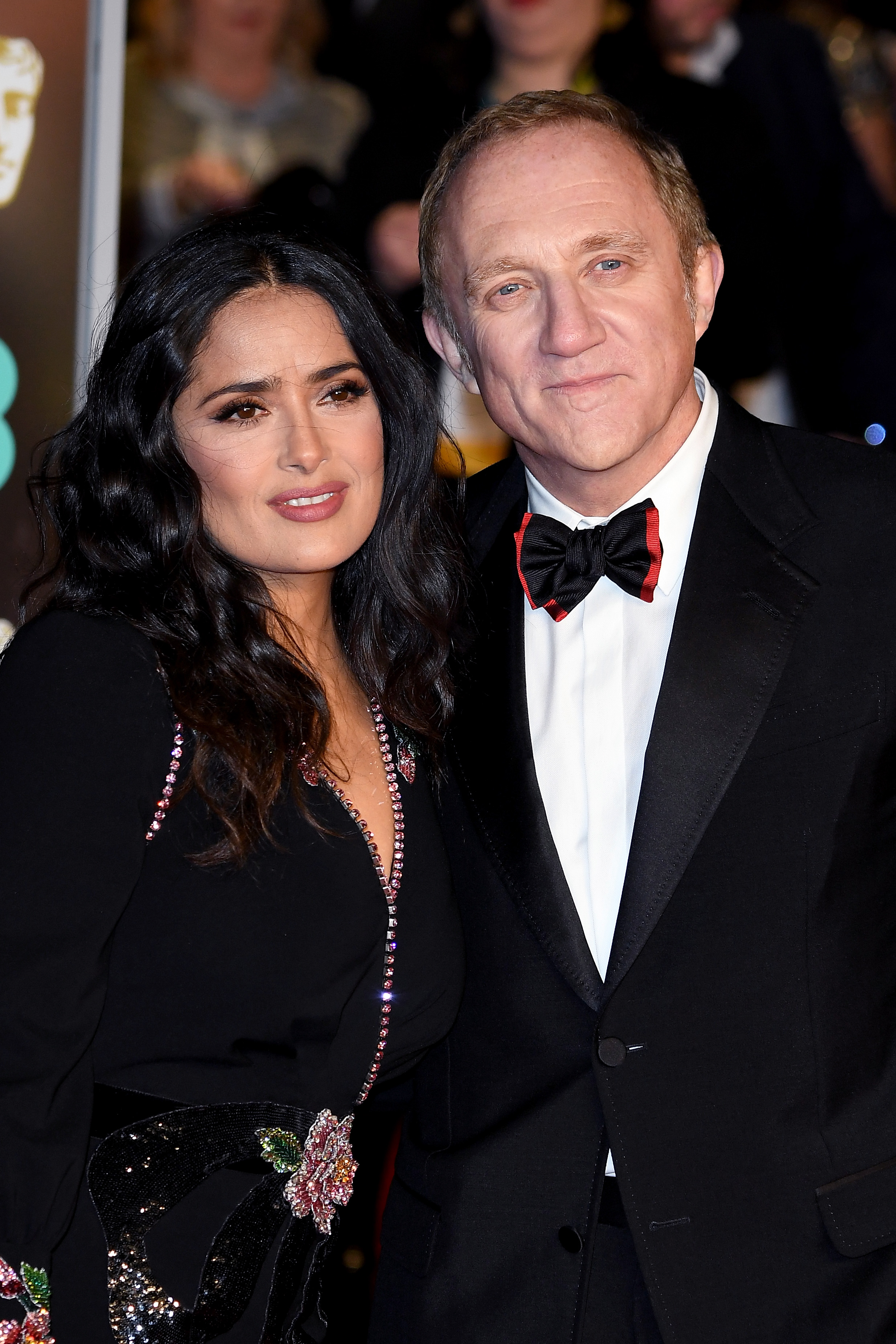 Salma Hayek and husband Francois-Henri Pinault attend the EE British Academy Film Awards (BAFTA) held at Royal Albert Hall on February 18, 2018 in London, England | Source: Getty Images