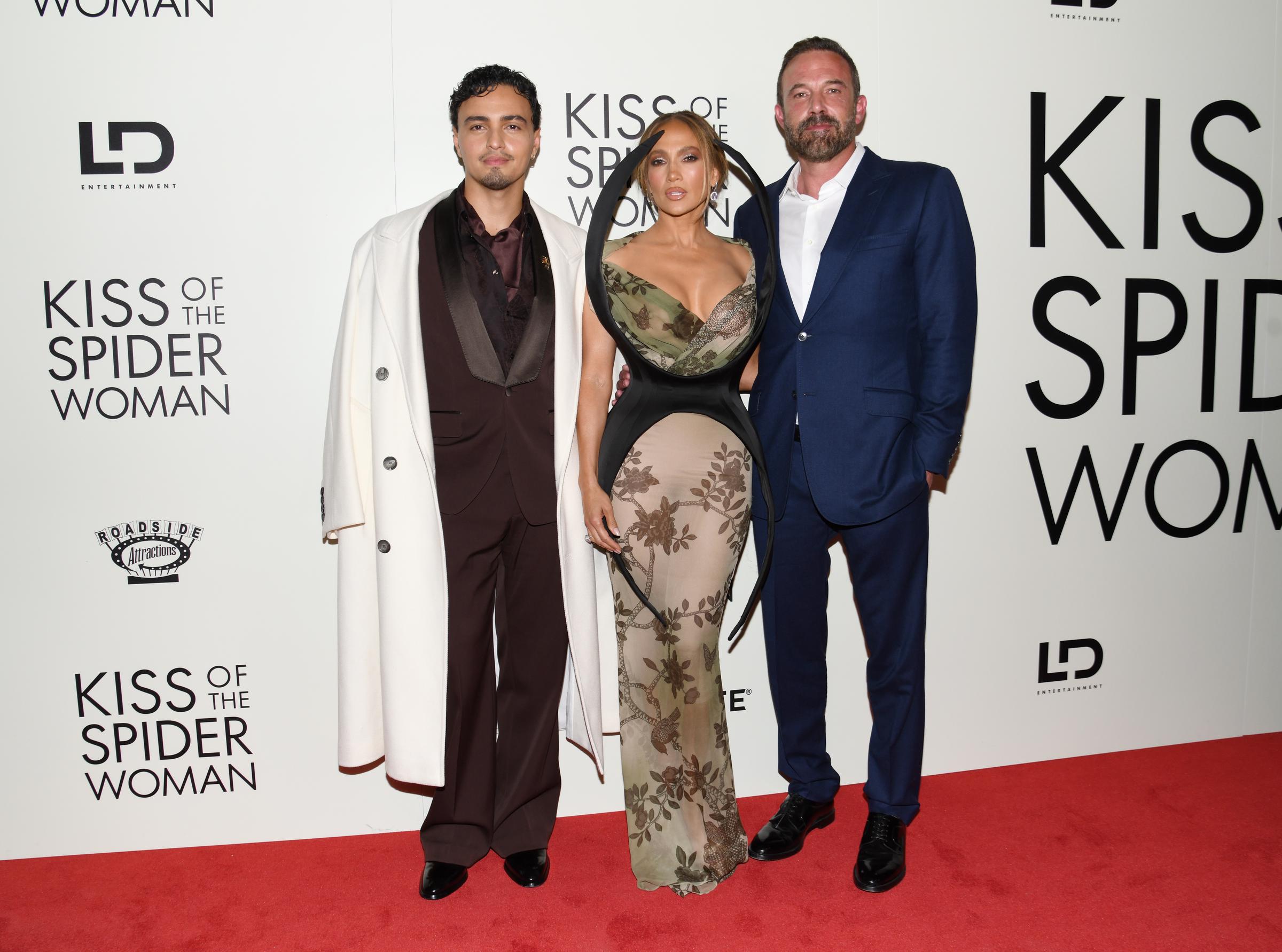 Tonatiuh, Jennifer Lopez, and Ben Affleck are seen at the "Kiss of the Spider Woman" New York Screening held at The Shed on October 6, 2025 | Source: Getty Images