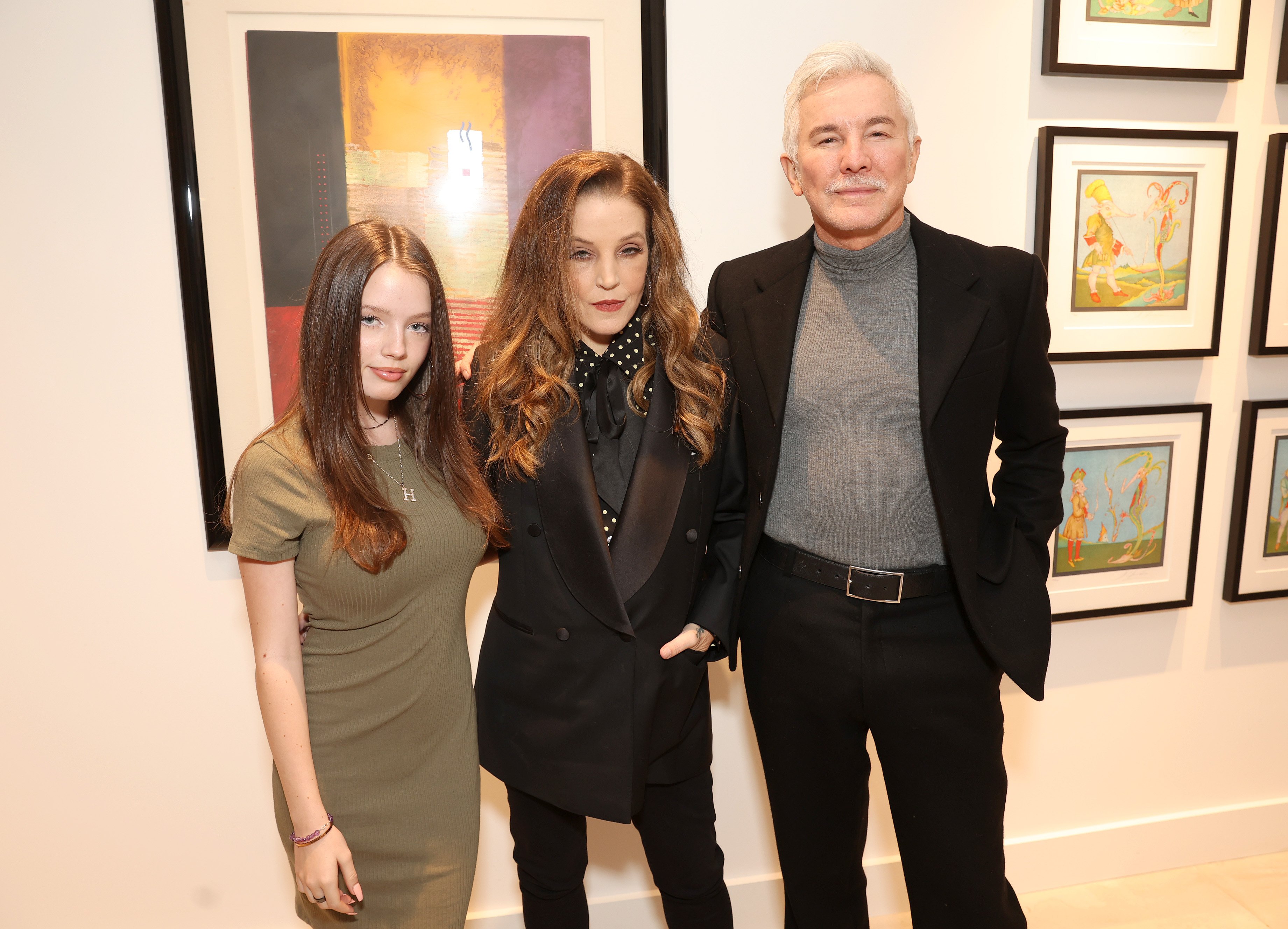 (L-R) Harper Presley Lockwood, Lisa Marie Presley and Baz Luhrmann attend THR Presents Live: ELVIS @ Ross House on December 10, 2022, in Los Angeles, California. | Source:  Getty Images