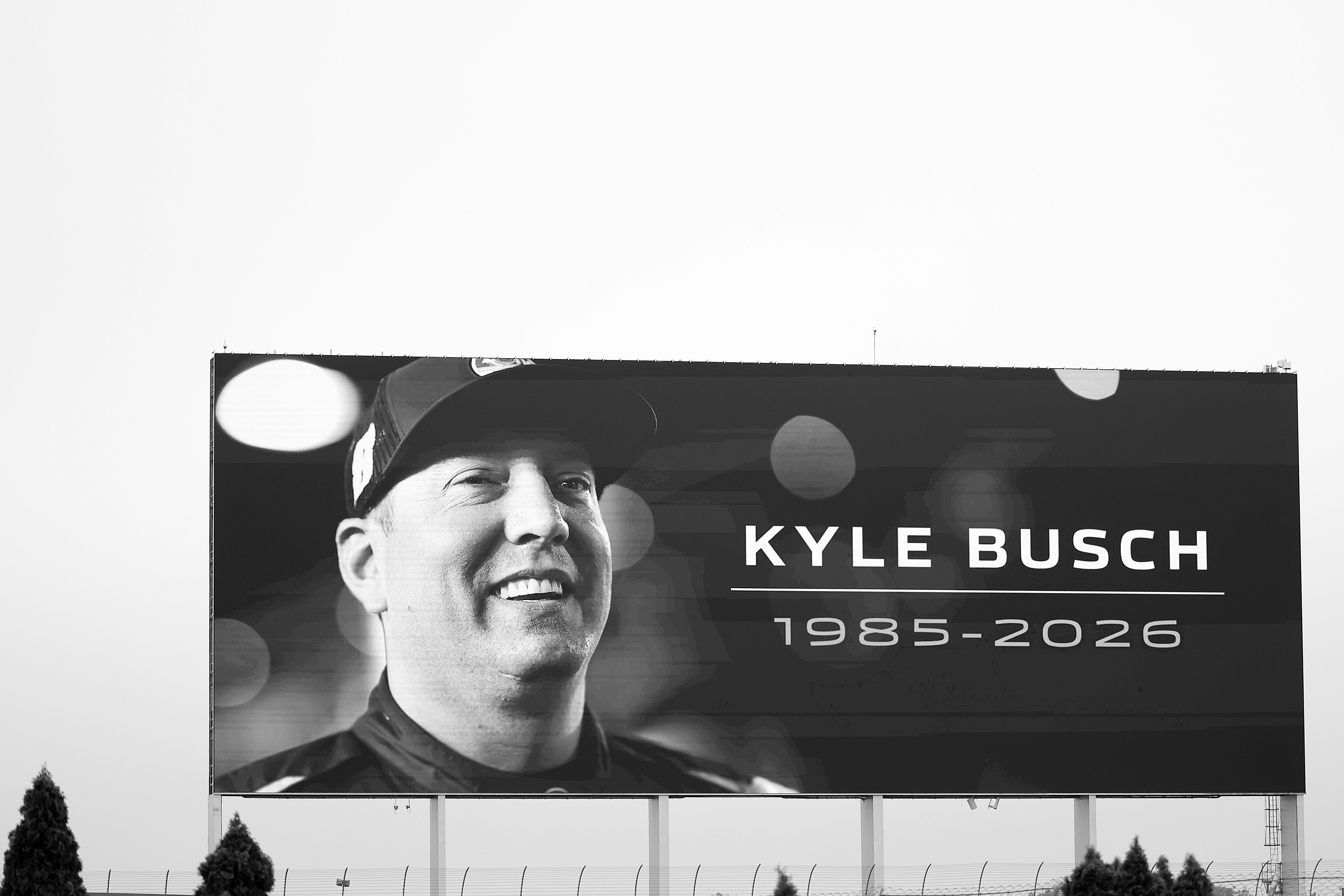 A tribute to Kyle Busch ahead of practice for the NASCAR Cup Series Coca-Cola 600 Charbroil 300 in Concord, North Carolina on May 23, 2026. | Source: Getty Images
